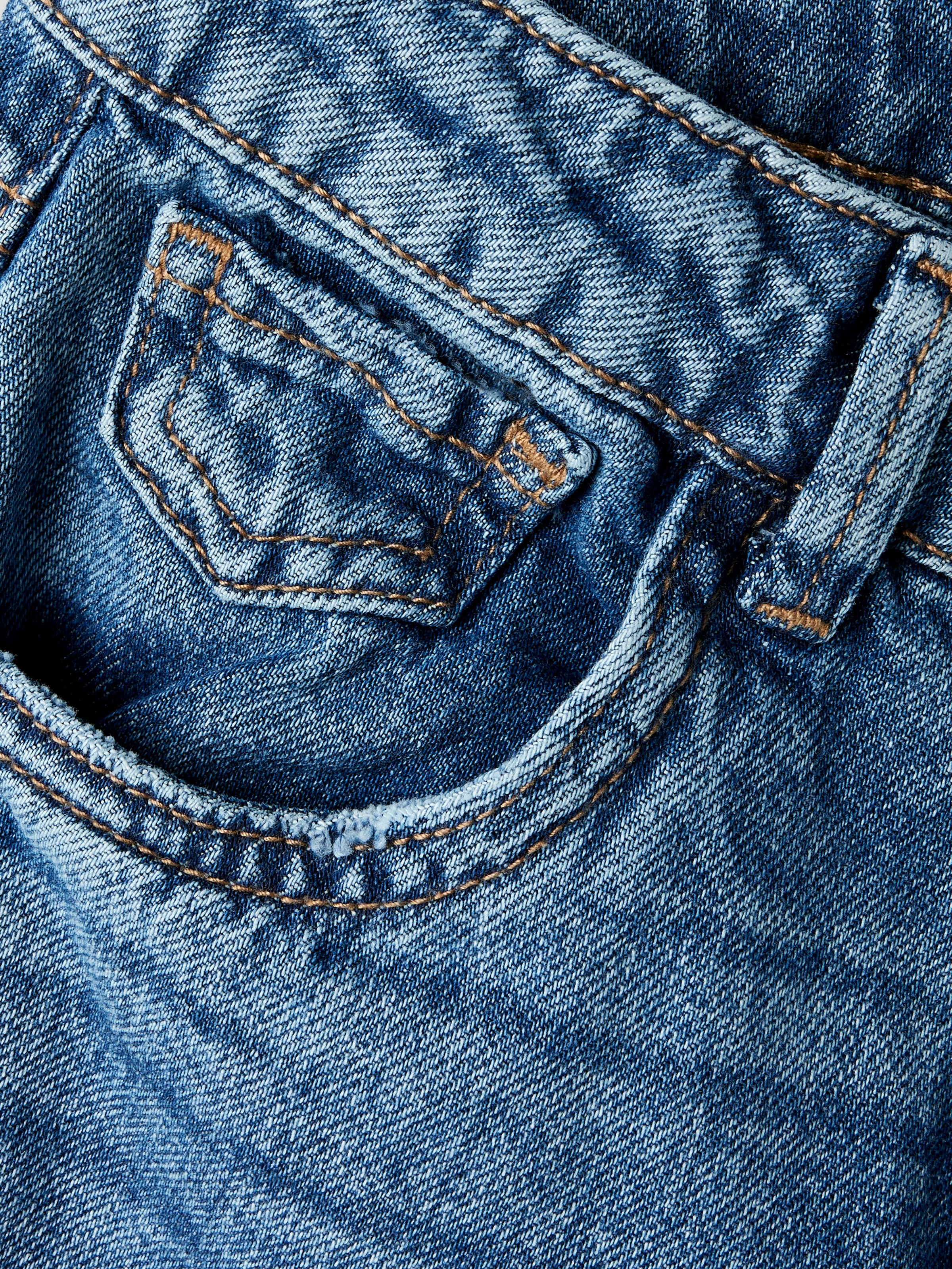 Name It 5-Pocket-Jeans »NKFROSE für Mädchen mit Destroyed-Effekt und hohem Bund«, normal, Denim, Abriebeffekte, Reissverschluss