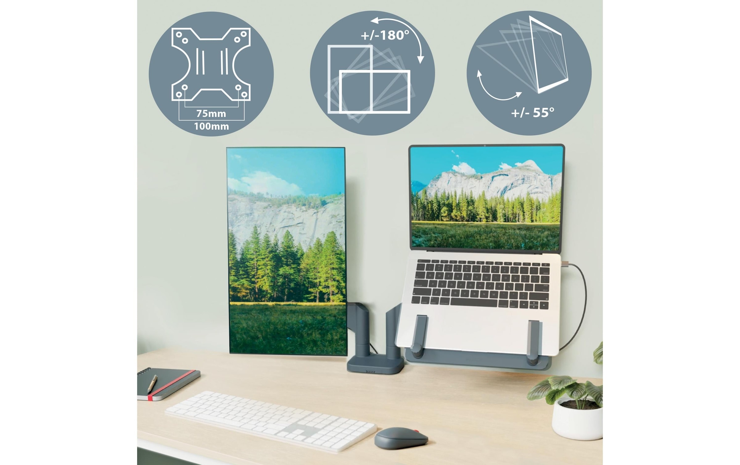 LEITZ Monitor-Halterung »Ergo Dual«