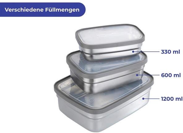 Maximex Lunchbox, (Set, 3 tlg.), Edelstahl