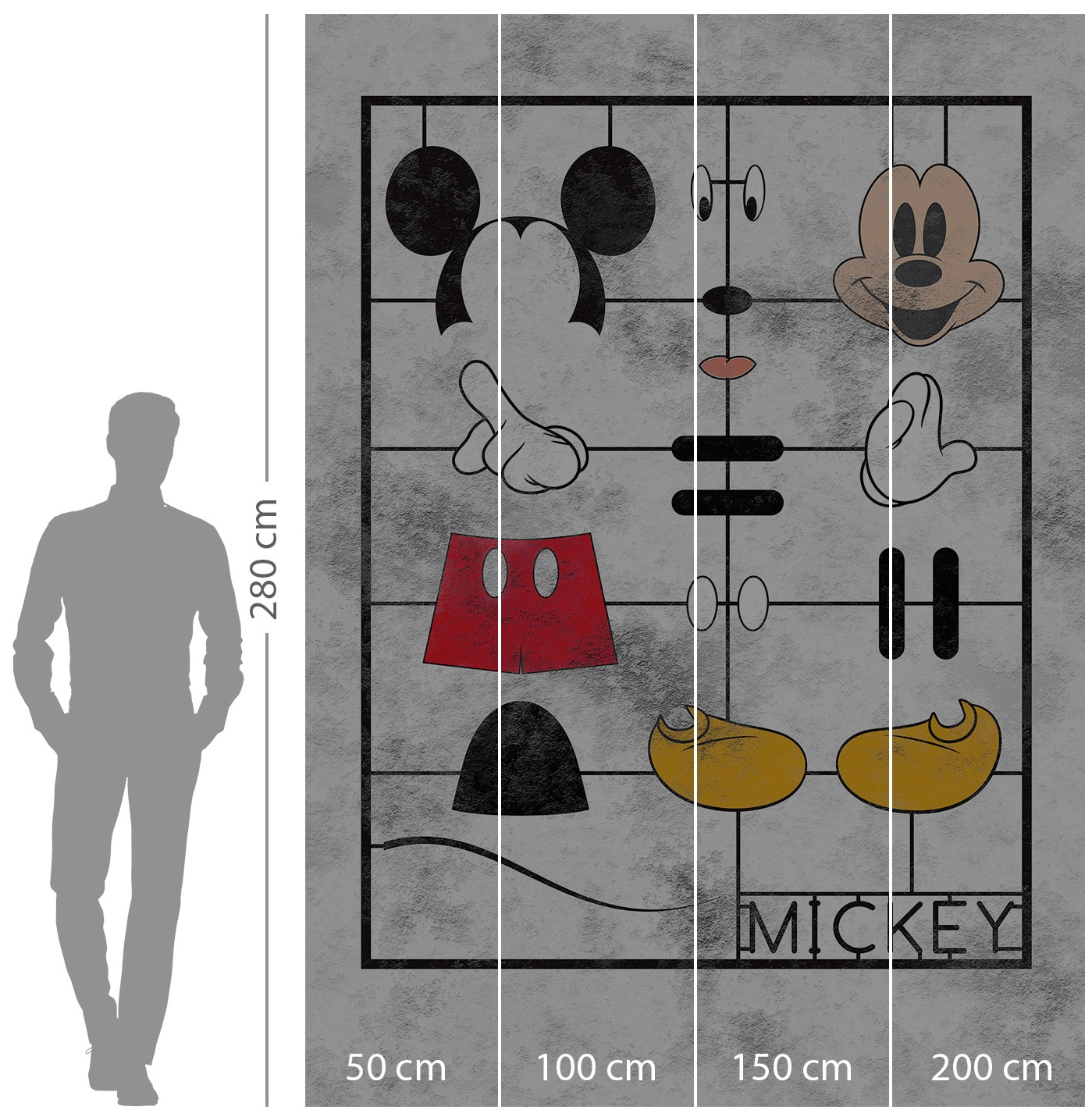 Komar Vliestapete »Digitaldruck Vlies - Mickey Kit - Grösse 200 x 280 cm«, bedruckt, Kinderzimmer