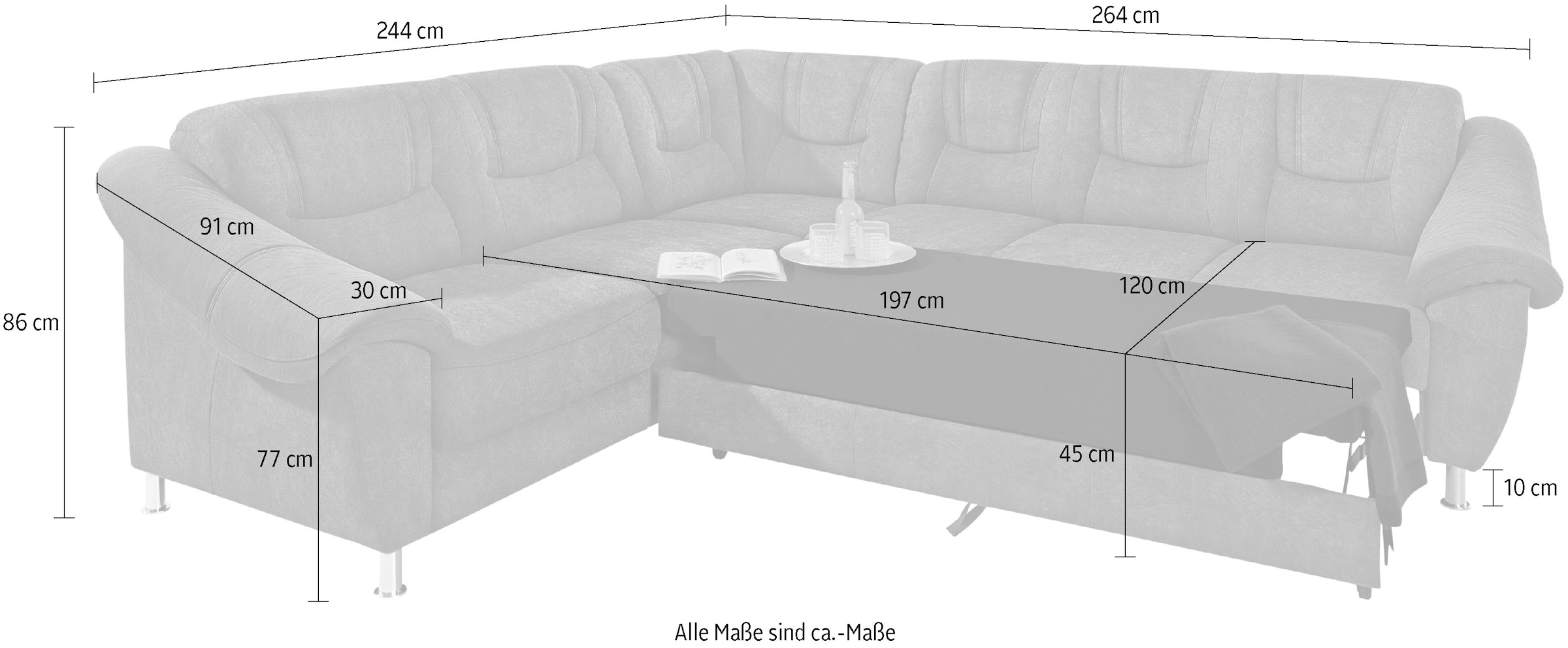 sit&more Ecksofa »Salsa L-Form«, mit Federkern, wahlweise mit Bettfunktion