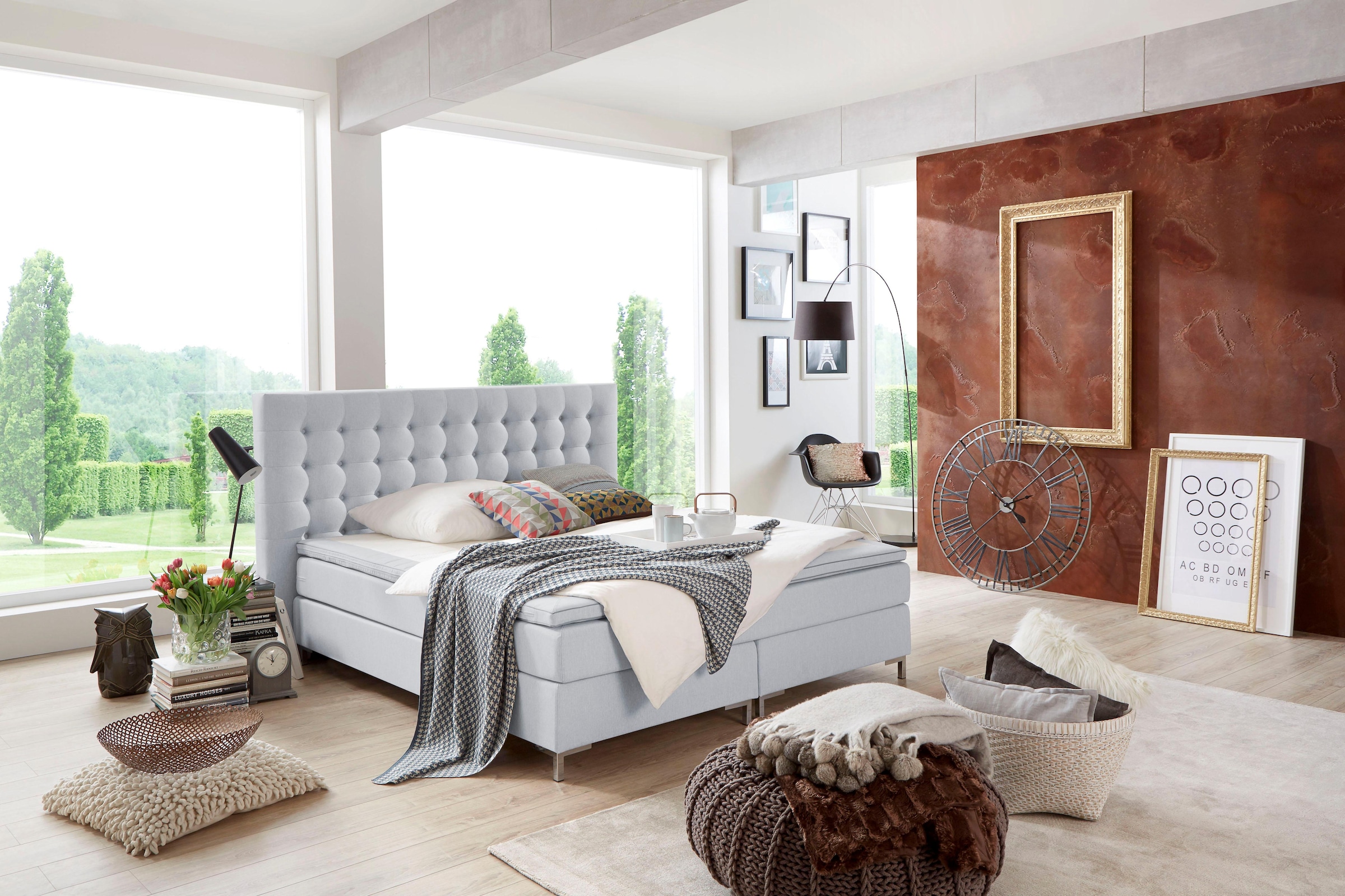 ATLANTIC home collection Boxspringbett Anni, mit Federkernmatratze und Topper