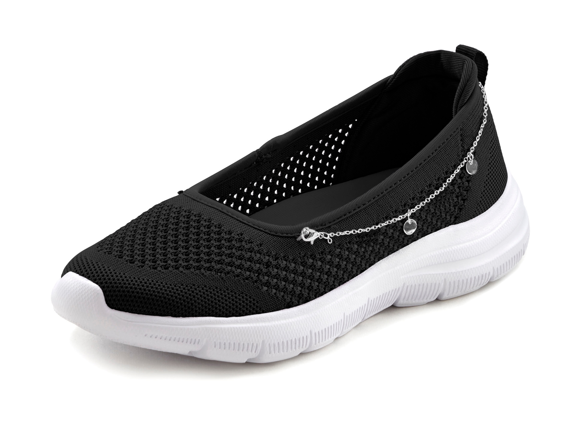 LASCANA Sneaker Slip-On-Sneaker, mit Ketten-Element, Slipper, Ballerina, Halbschuhe VEGAN-Lascana 1