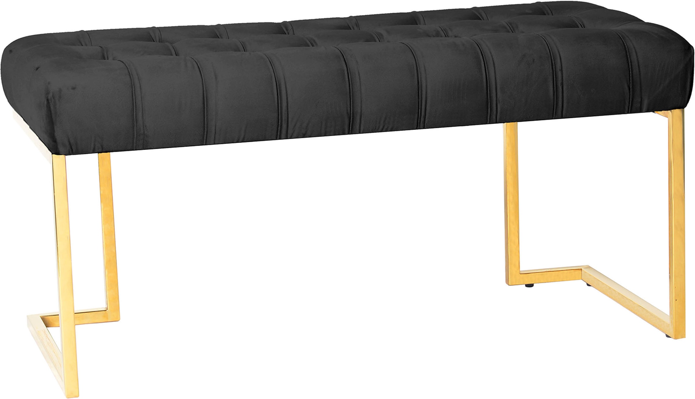 Kayoom Banc »Rare 225, Edler Touch durch goldenes Gestell« 1 cuis tlg. samtweich, gesteppt, mit Zierknöpfen, Gemütliches, schickes Polster