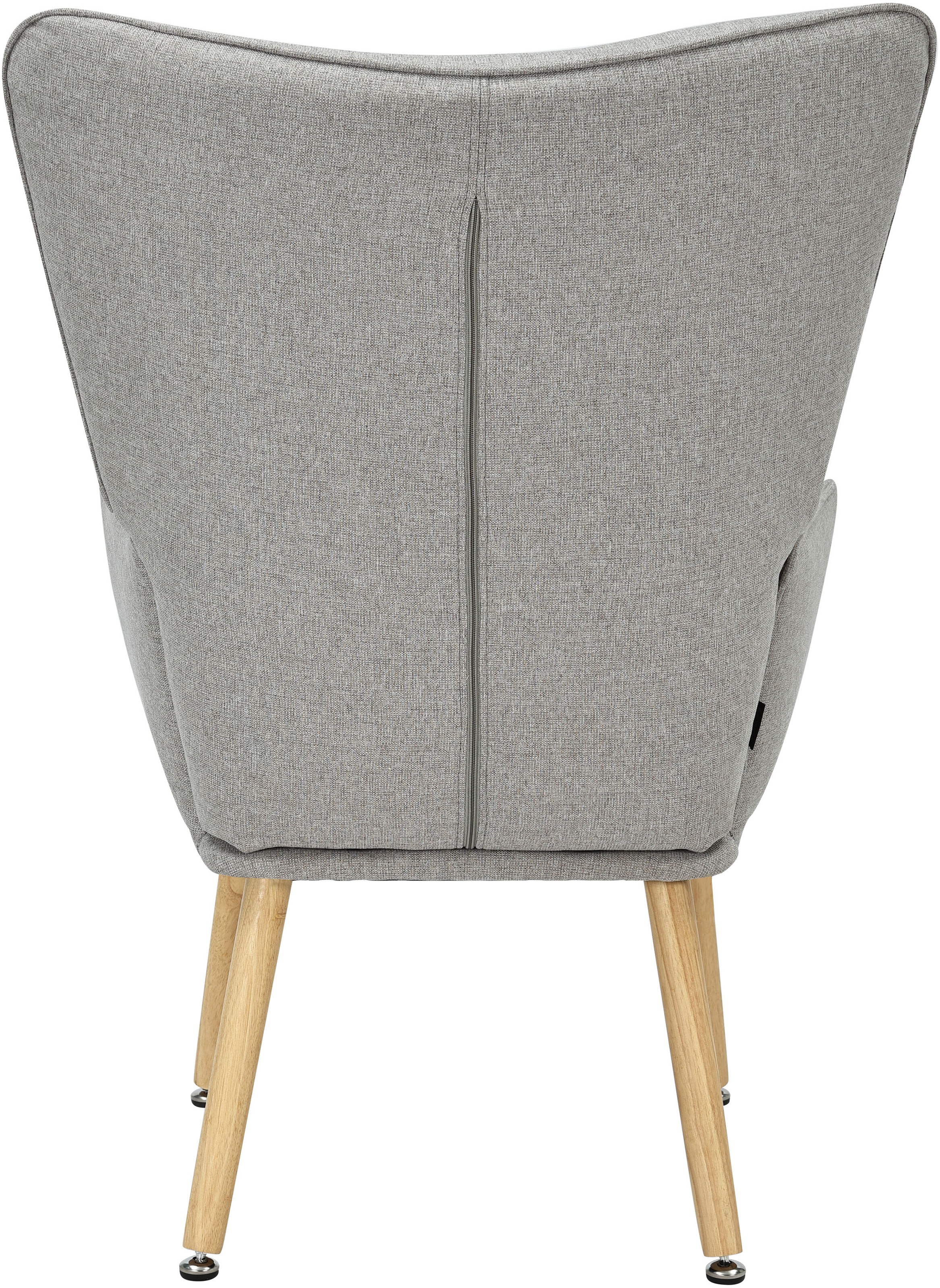 INOSIGN Ohrensessel »PERHAM, Sessel mit Hocker im Set, Knopfheftung, Massivholz-Füsse,«, komfortabler Relaxsessel und Sitz-Hocker mit Strukturbezug