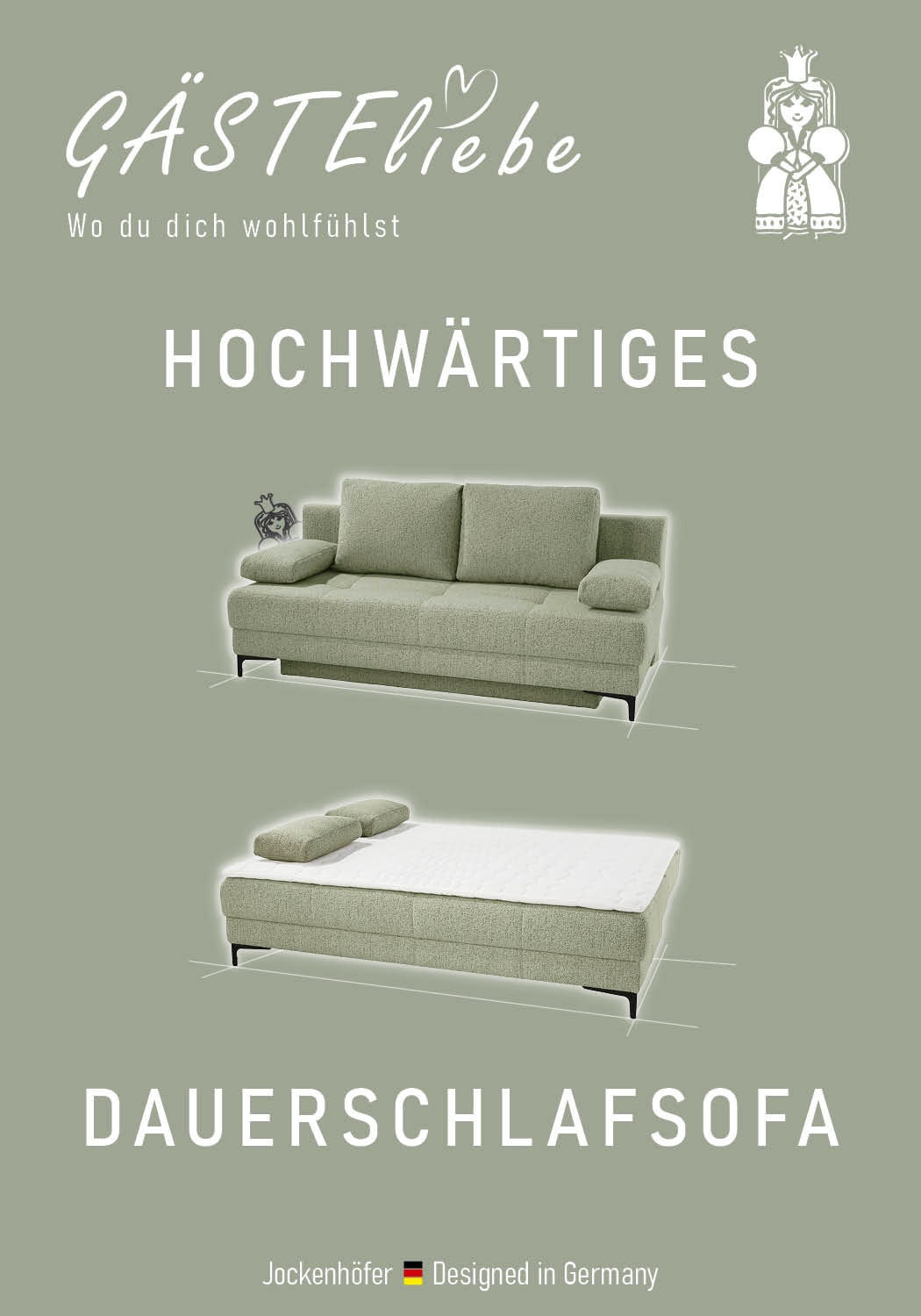 Jockenhöfer Gruppe Canapé-lit »Felix, B: 205 cm, Liegefl. 155x201 cm, Dauerschlafsofa, inkl. Topper« Incluant fonction couchage et coffre de lit, garnissage à ressorts