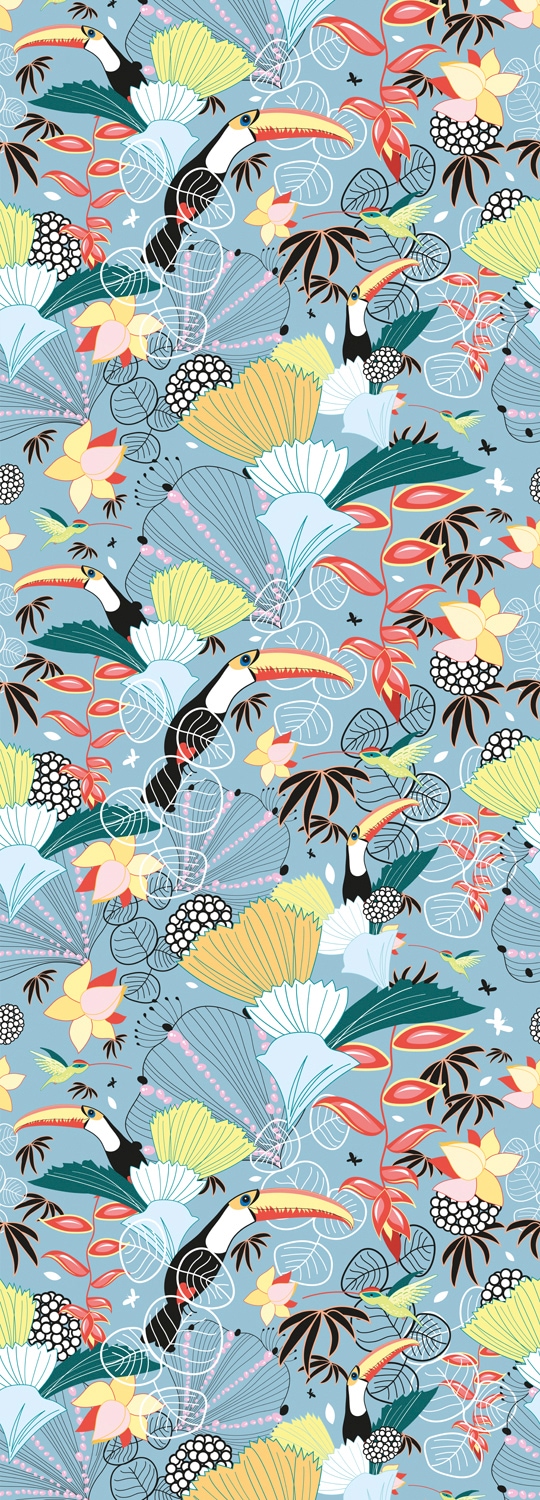 Image of queence Vinyltapete "Ferbine" Motiv bedruckt botanisch floral gemustert natürlich glatt 90x250cm, selbstklebend, kinderleichte Anbringung, Sticker