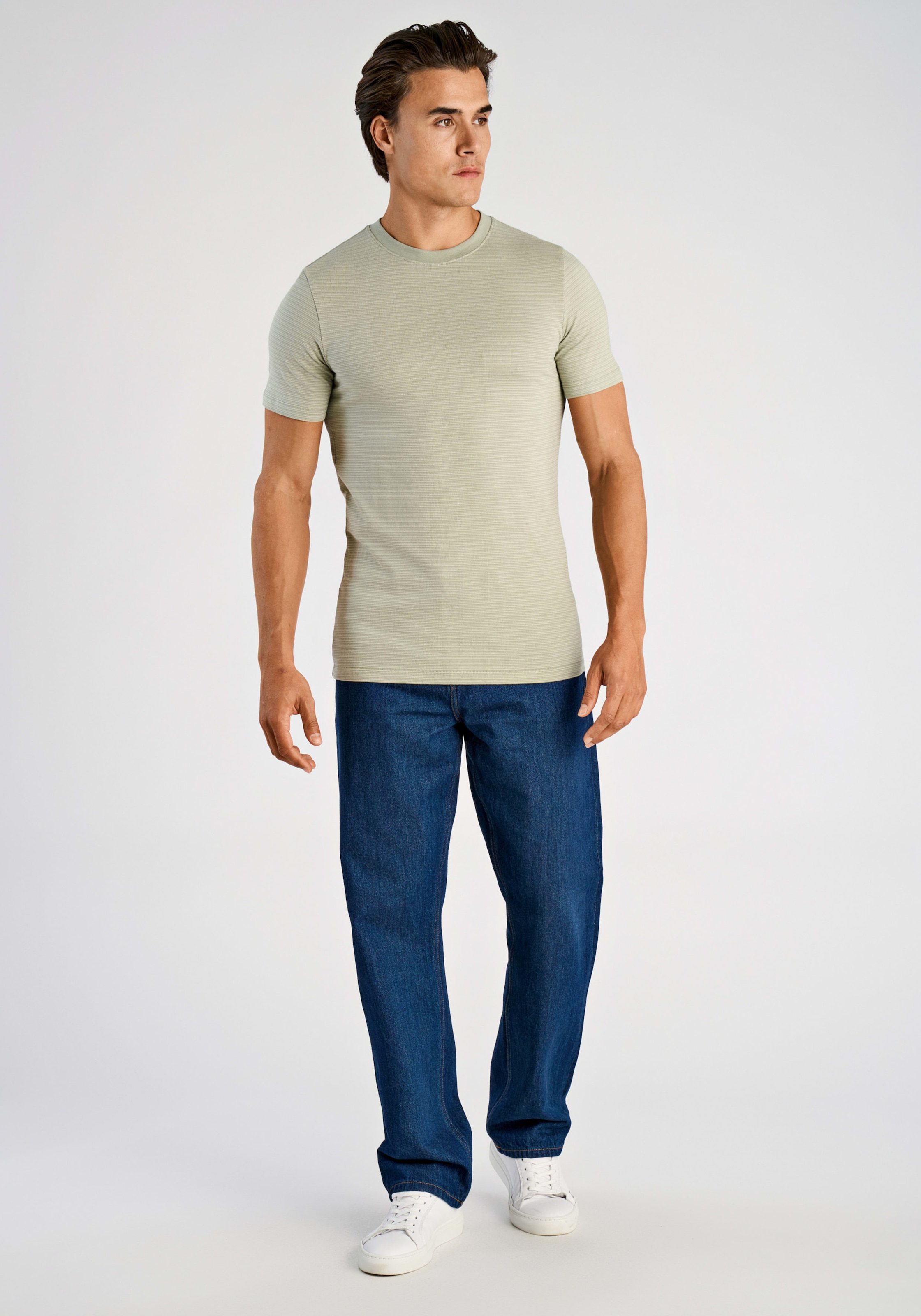 LINDBERGH Shirt à col rond mit feiner Struktur