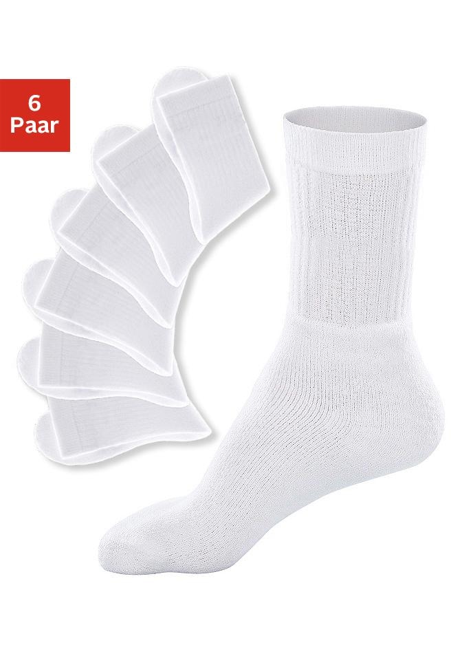 Tennissocken, (Packung, 6 Paar), mit geripptem Schaft