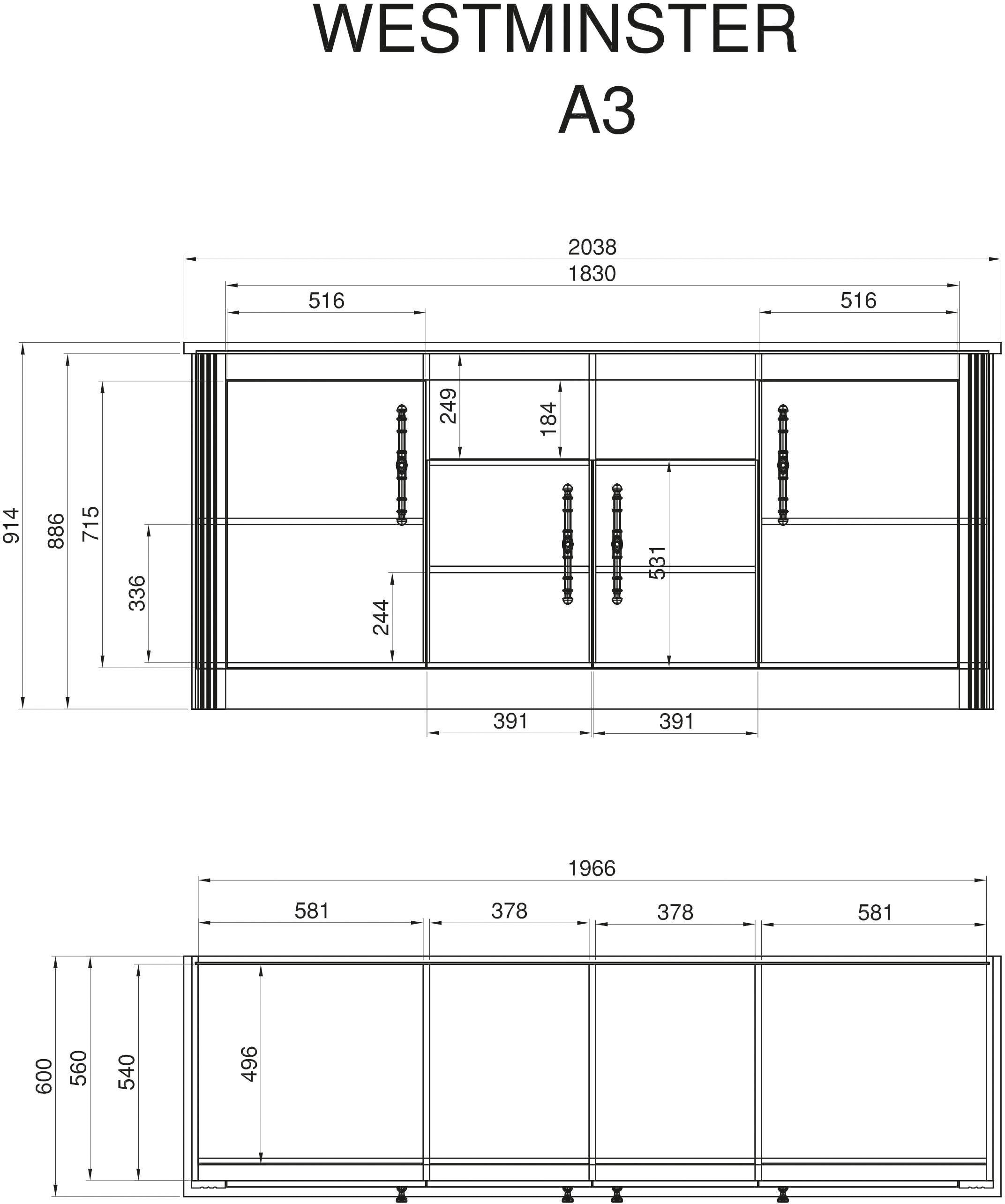 GOODproduct Cuisine »KS-Westminster« Breite 204 cm, ohne E-Geräte