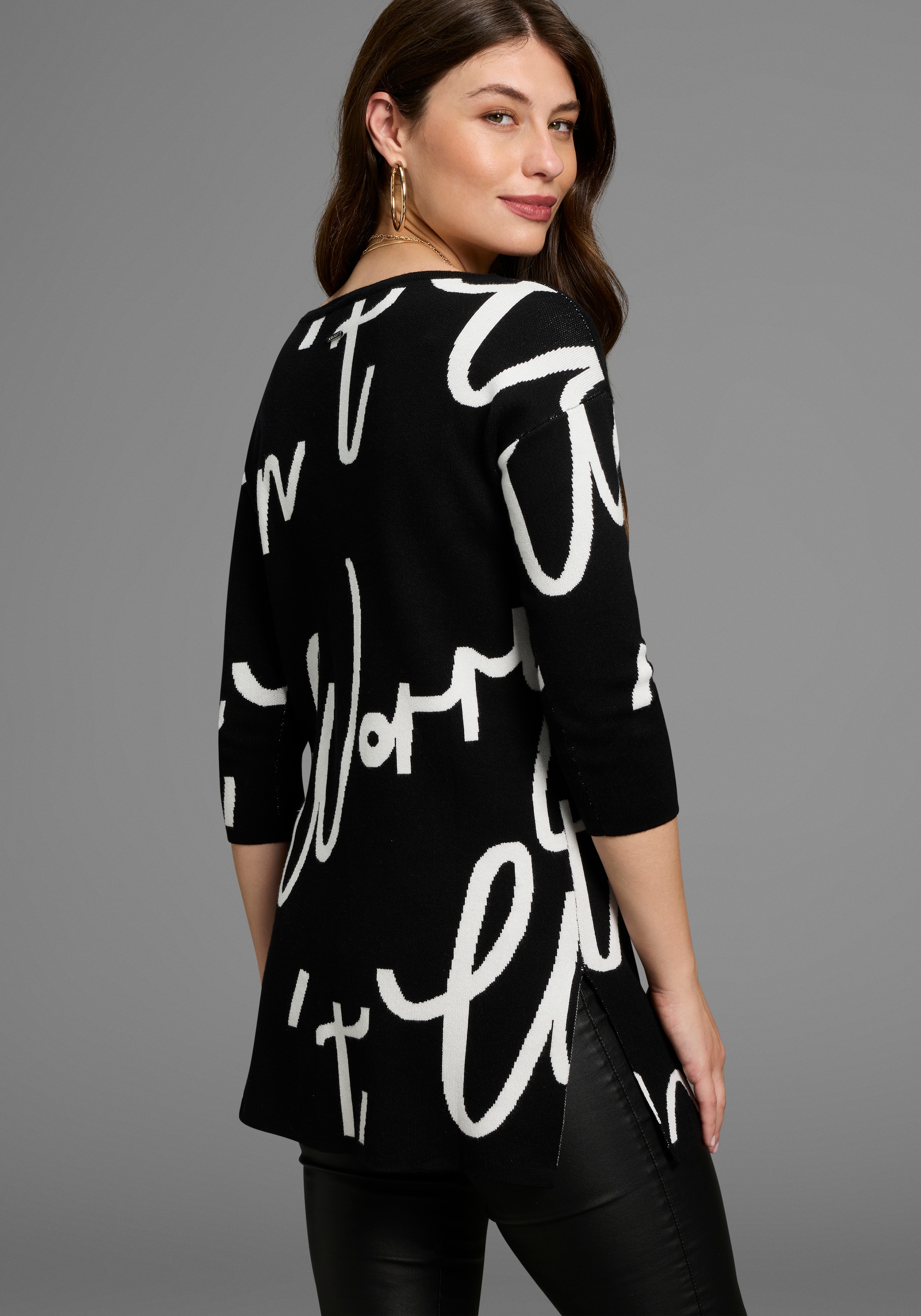 Laura Scott Jacquardpullover, mit femininem Lettering - NEUE KOLLEKTION