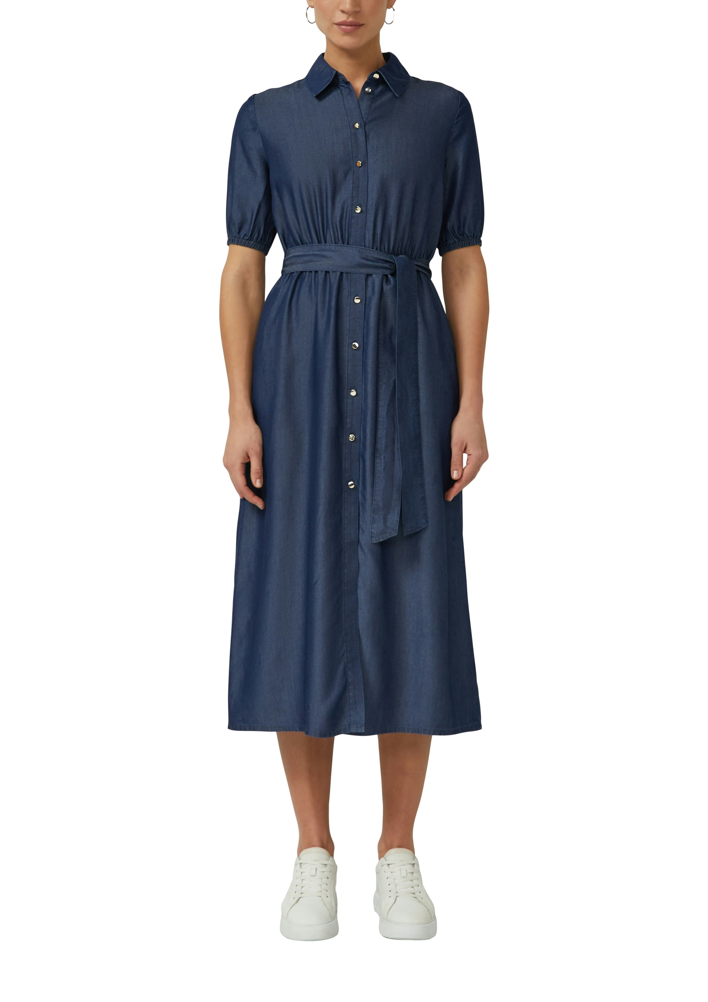 s.Oliver BLACK LABEL Robe chemisier Sans poches avec ceinture à nouer