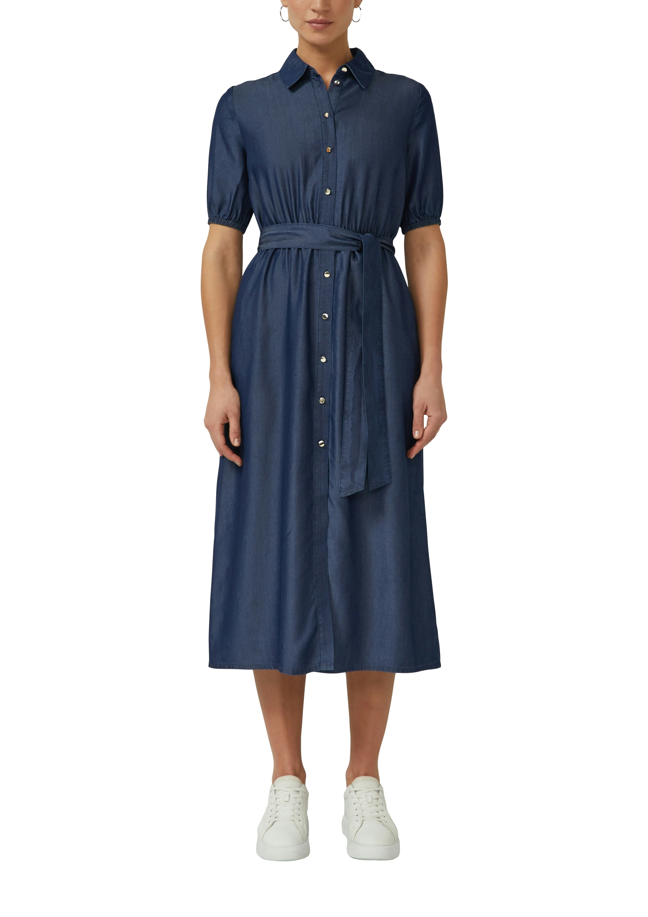 Image of s.Oliver BLACK LABEL Hemdblusenkleid Ohne Taschen mit Bindegürtel