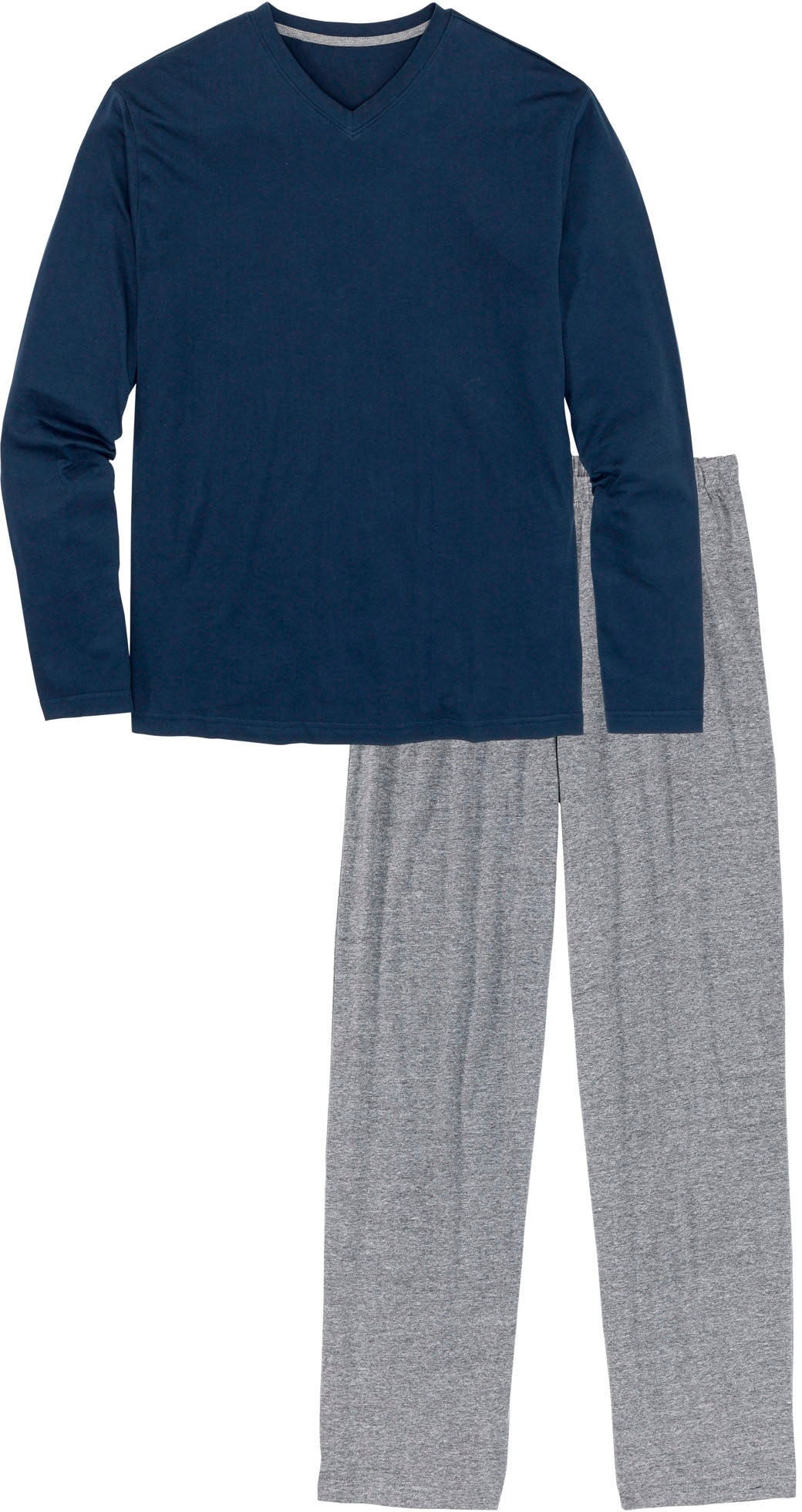 Image of bonprix Pyjama "Pyjama mit Baumwolle und langen Ärmeln" Set, 2 lockere Passform, aus Baumwolle, mit sanfter Melierung