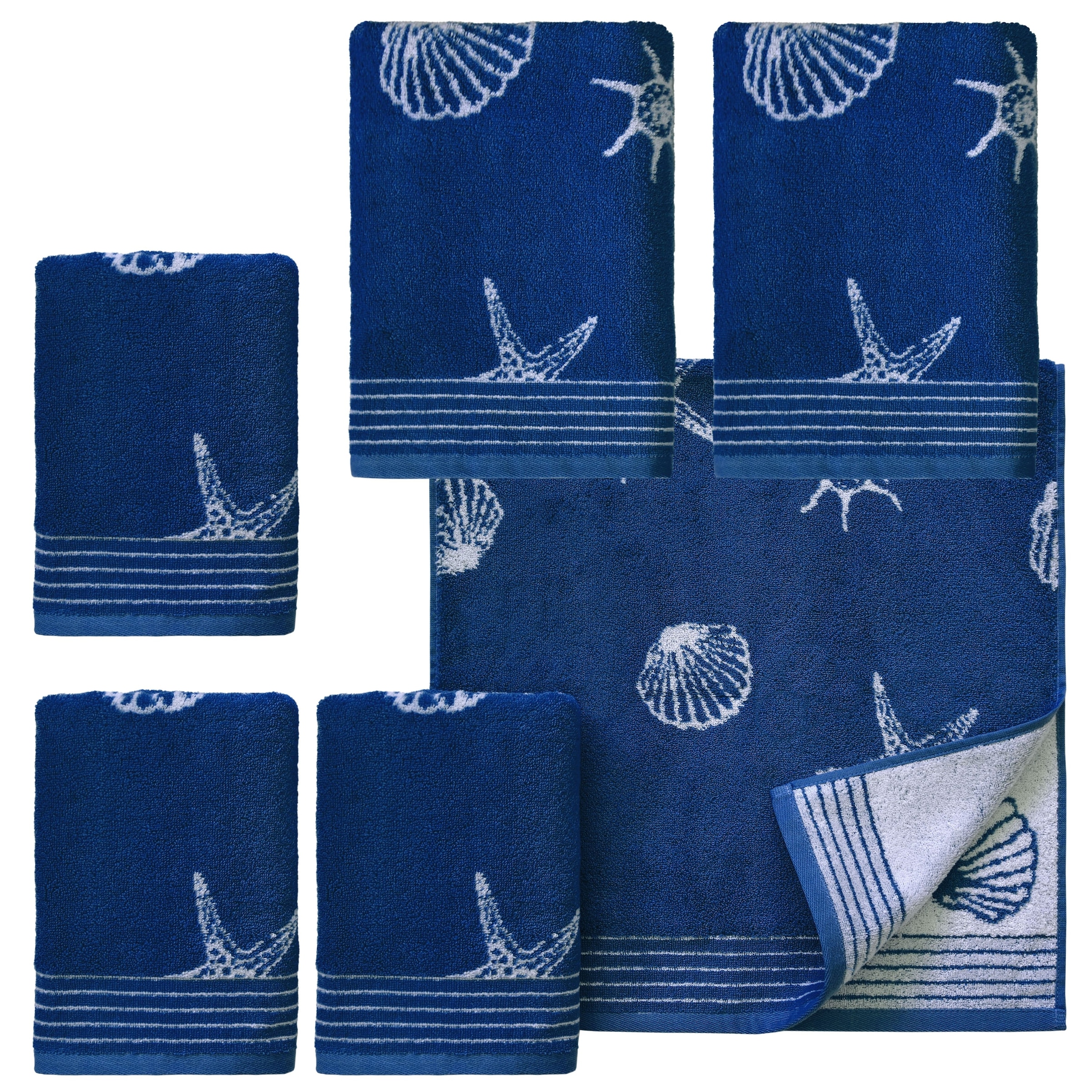 Dyckhoff Handtuch Set »Seashell«, Set, 6 tlg., Walkfrottee, mit Muschelmuster; 4 Handtücher (50x100cm), 2 Duschtücher (70x140cm)