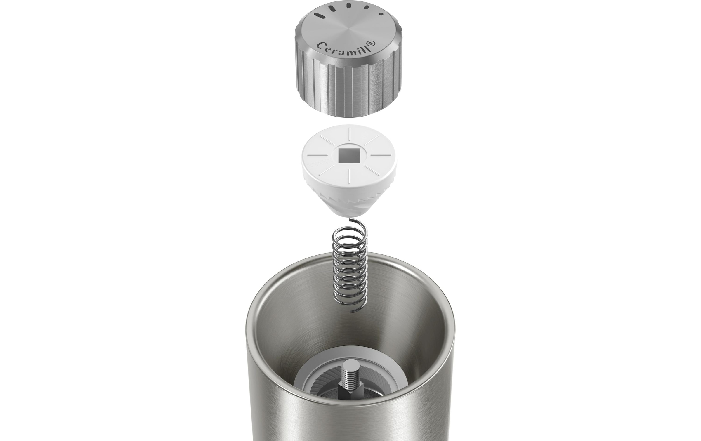 WMF Gewürzmühle »Signature Pro, aus Edelstahl« Keramikmahlwerk, einstellbarer Mahlgrad, magnetischer Deckel