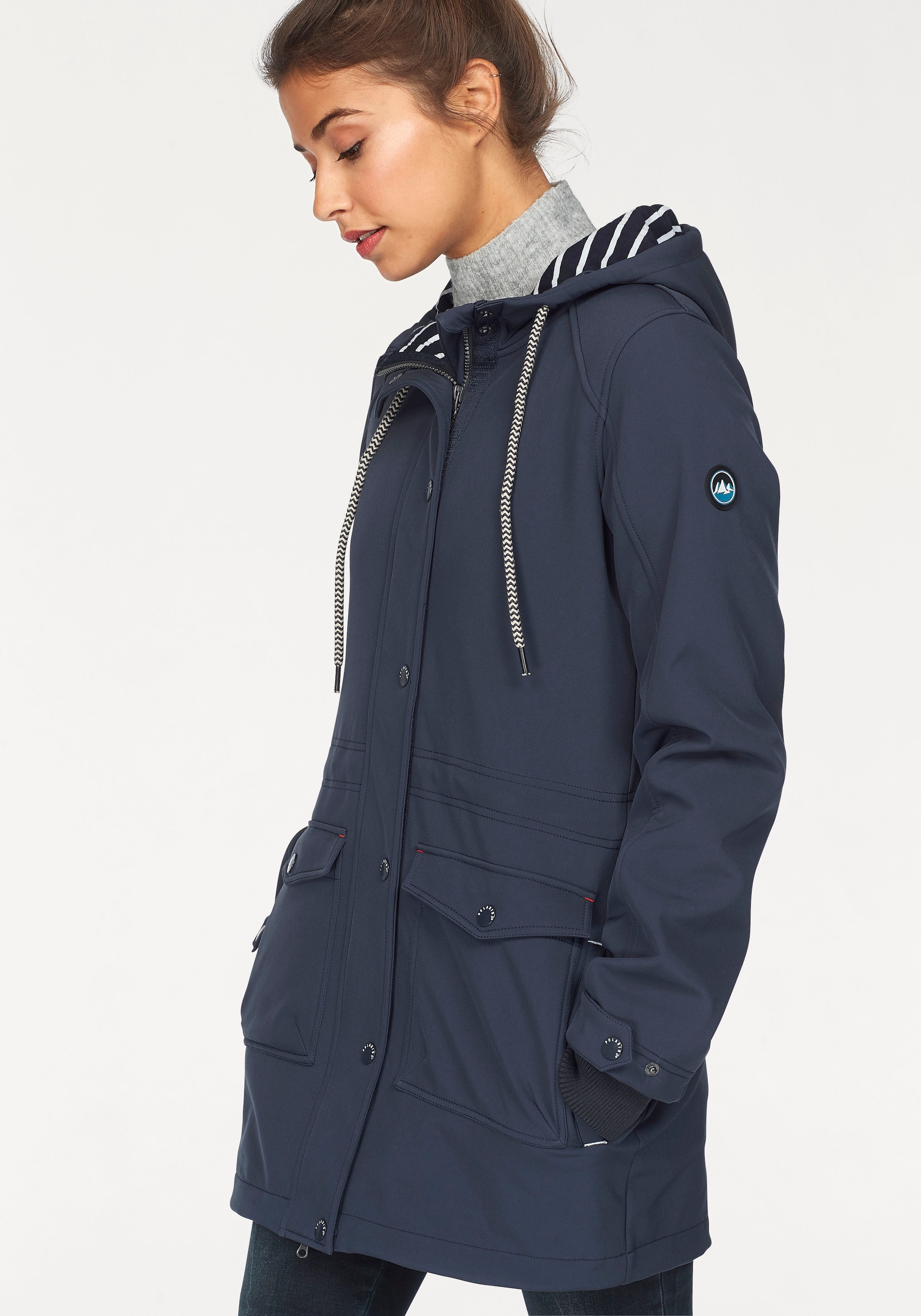 Image of Polarino Softshellparka mit Kapuze mit Fleece-Innenseite, aus Softshell, wasserabweisend, winddicht