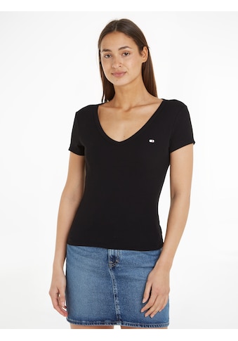 T-Shirt »Slim Essential Rib V-Neck Rippshirt«