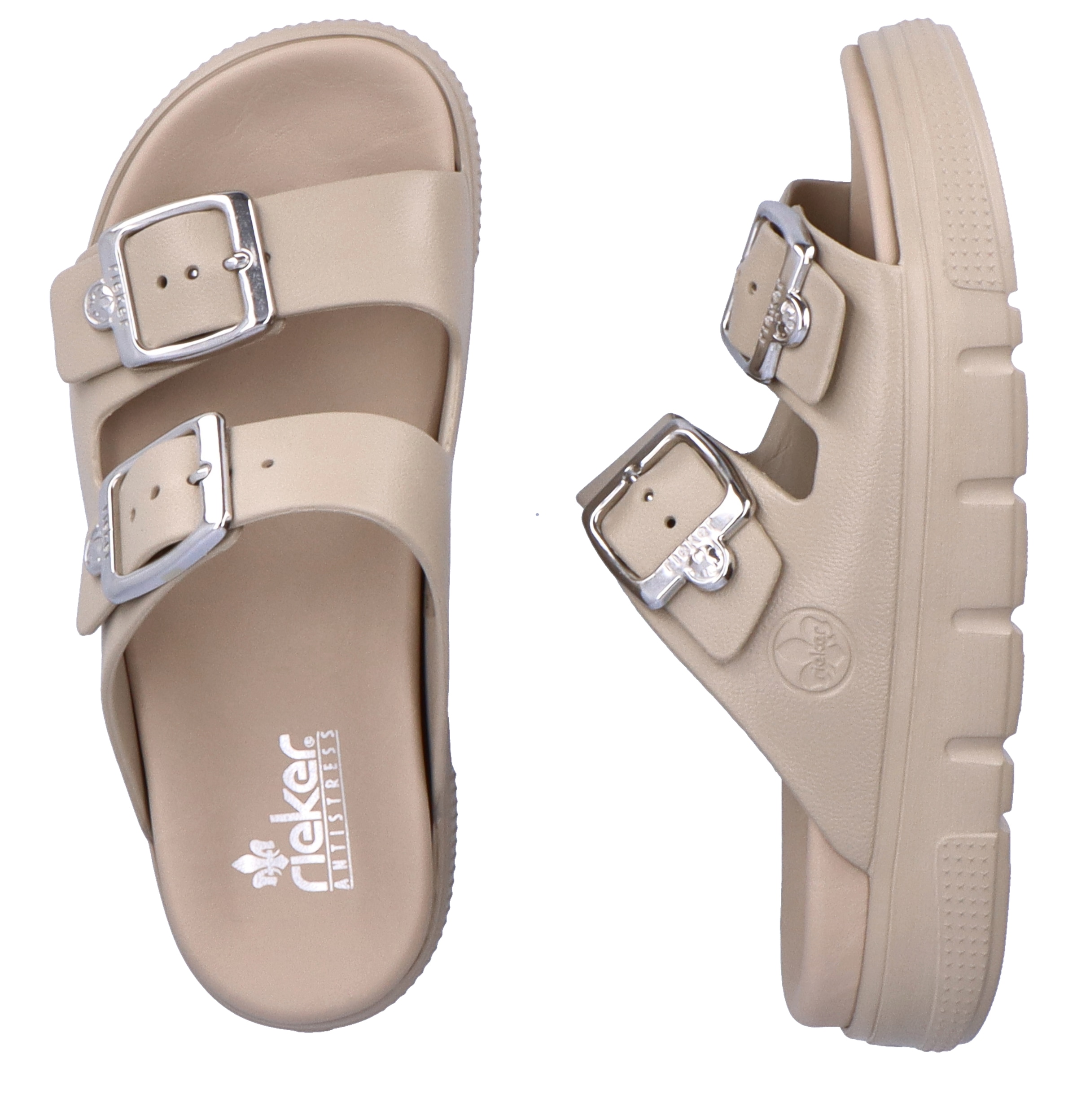 Rieker Pantolette, Plateau, Sommerschuh, Schlappen in Weite G (=weit)