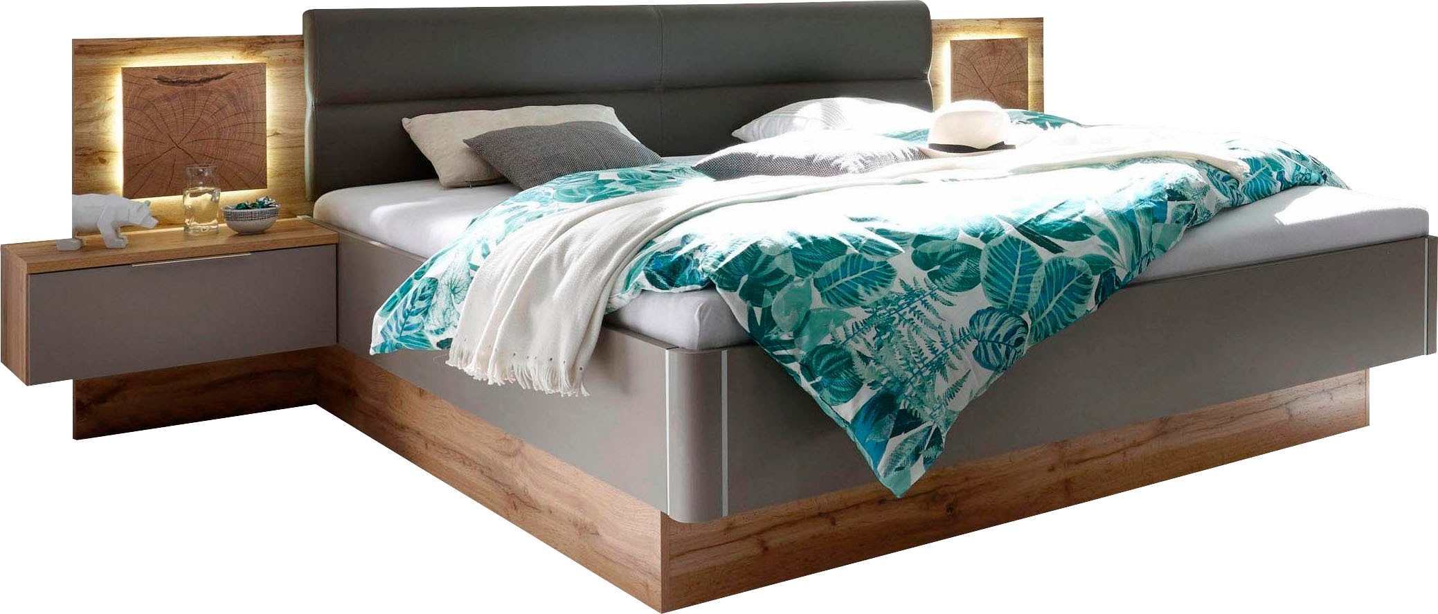 Schlafkontor Bettanlage »Capri« mit 2 Nachttischen und integrierter LED-Beleuchtung