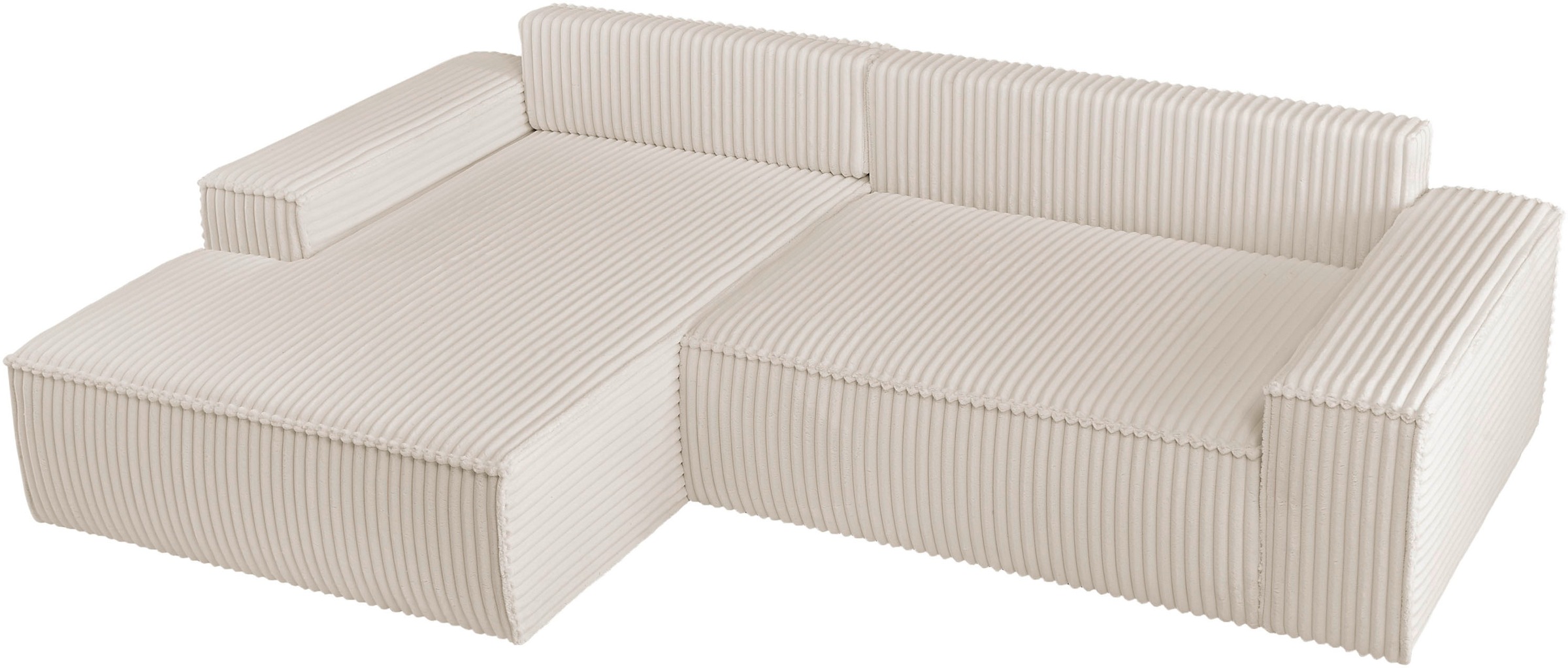 GOODproduct Ecksofa »FINNLEY, L-Form 257 cm, Schlafsofa« mit Bettkasten, in Bouclé, Struktur fein und Mega Cord