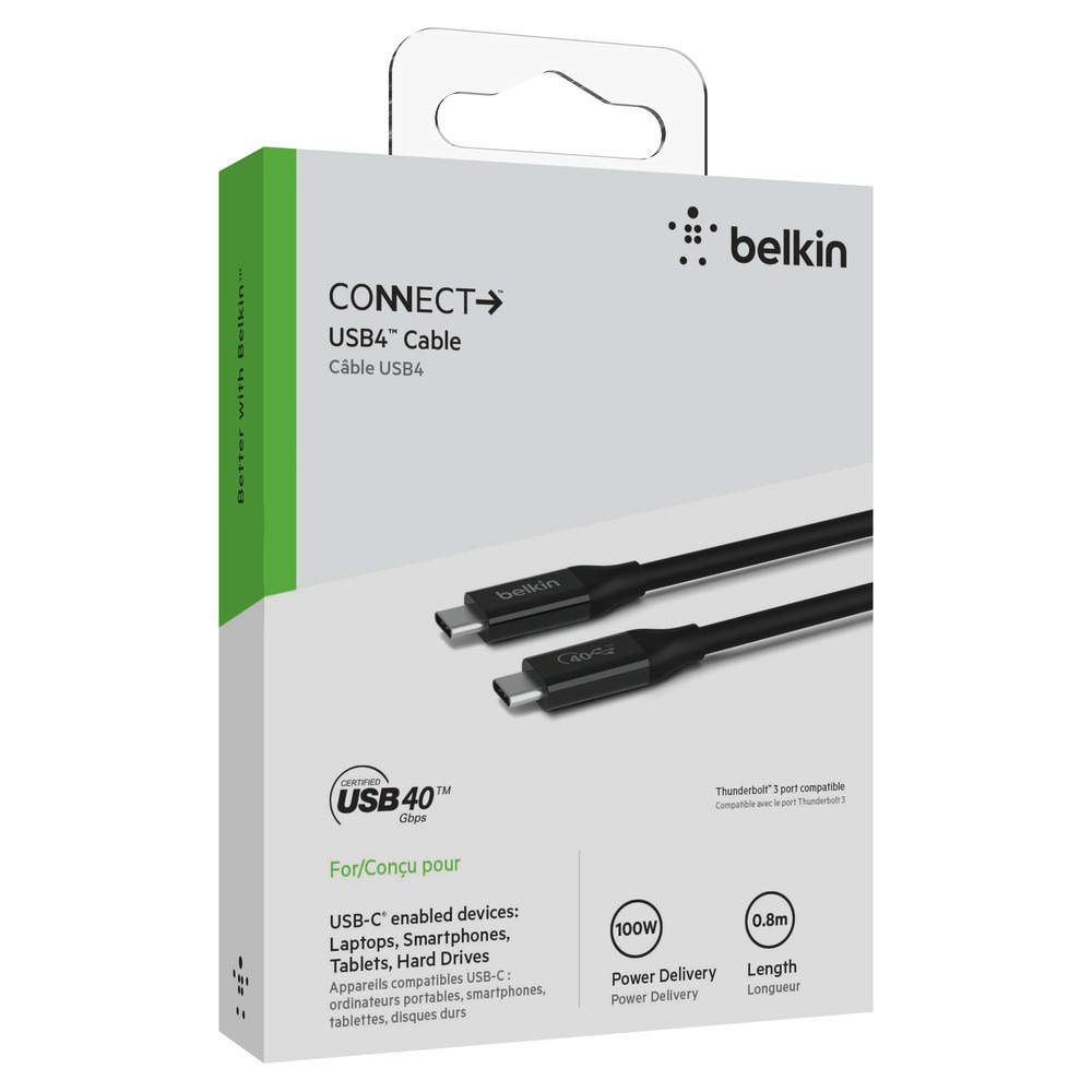 Belkin USB-Kabel »Connect USB4-Kabel«, USB-C, 80 cm, unterstützt Power Delivery und schnelles Laden per „Passthrough“