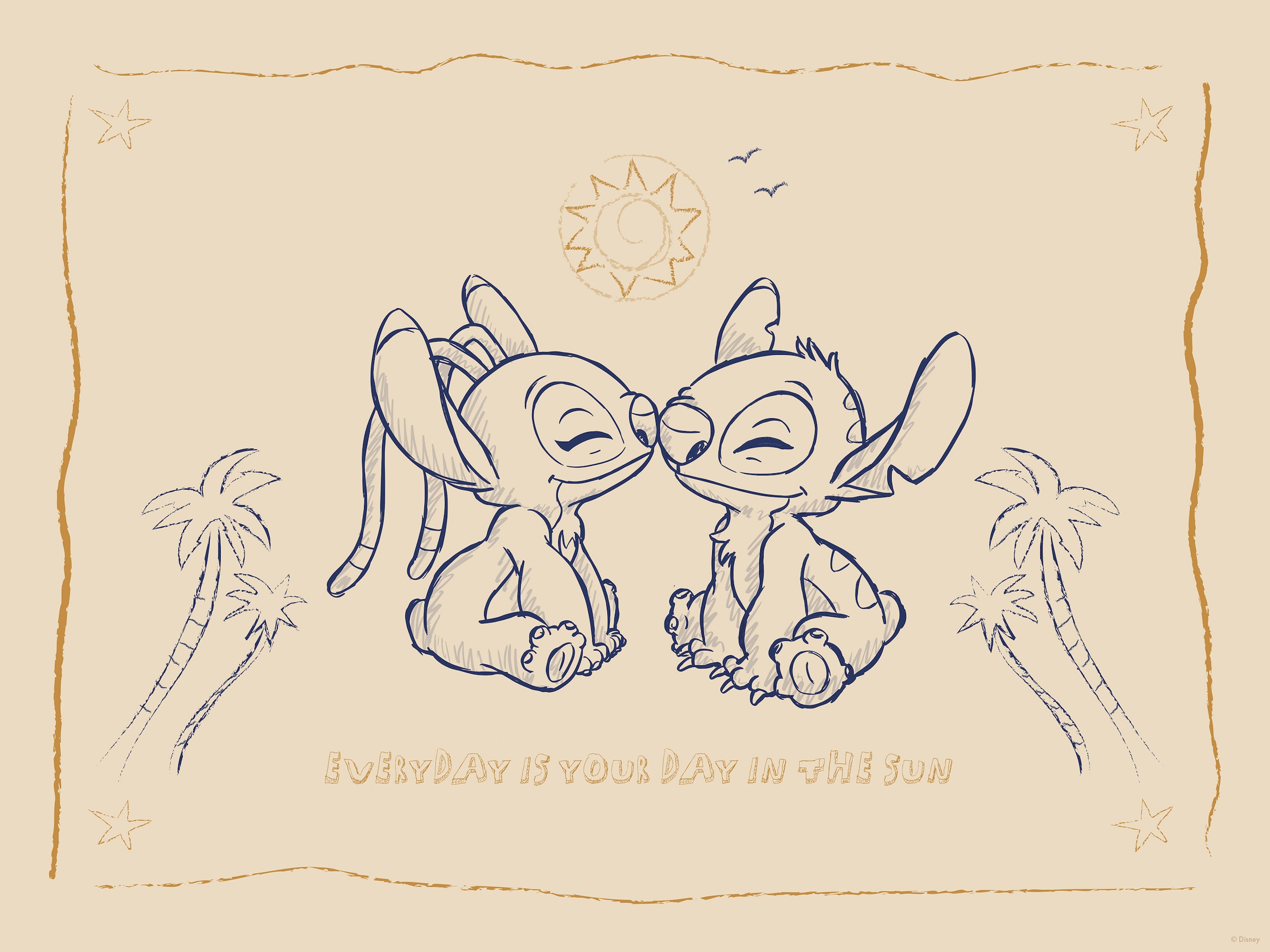 Komar Fresque murale »Disney Lilo and Stitch Your Day in the Sun« Set, 1 cuis tlg. 30 x 40 cm (Breite x Höhe) - Kinderzimmer, Dekoration