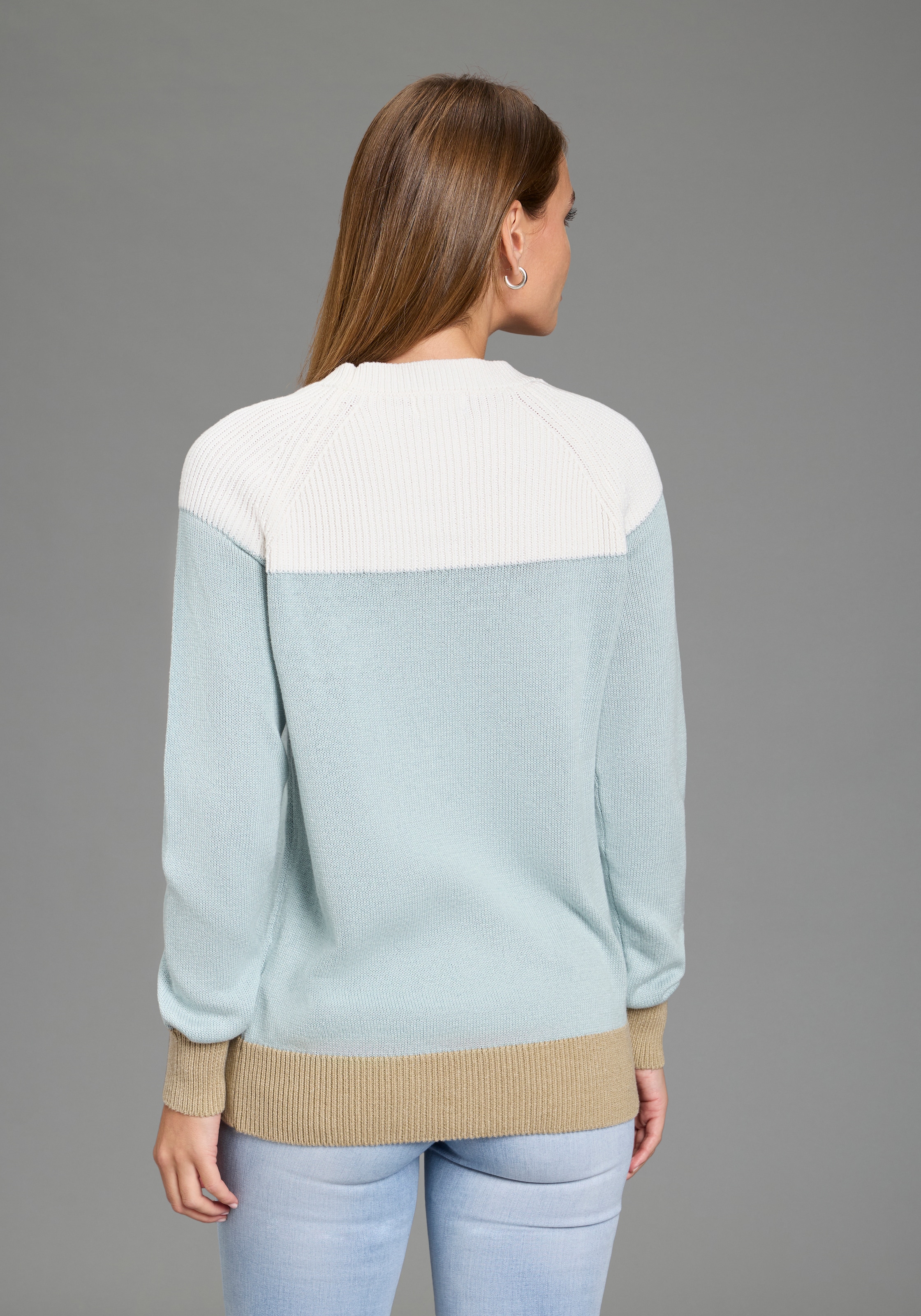 Boysen's Strickpullover in modischem Strick-Mix und Streifendesign