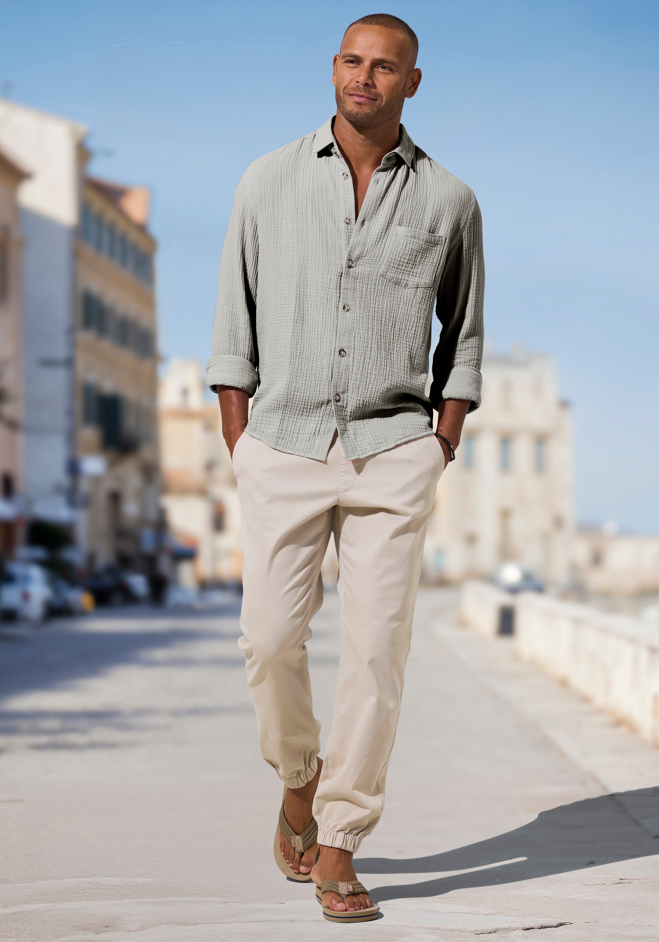 Beachtime Chemise à manches longues »Regular fit« chemise décontractée à manches longues en mousseline