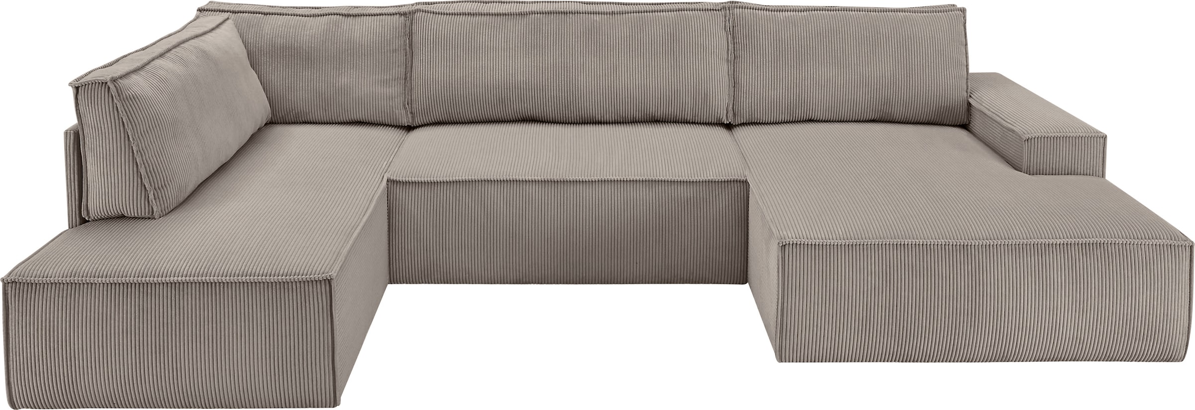 Home affaire Wohnlandschaft »SHERWOOD  329 cm, U-Form, Schlafsofa,« Schlaffunktion m. Bettkasten (194x139 cm), Cord, Vintage, Samtvelours