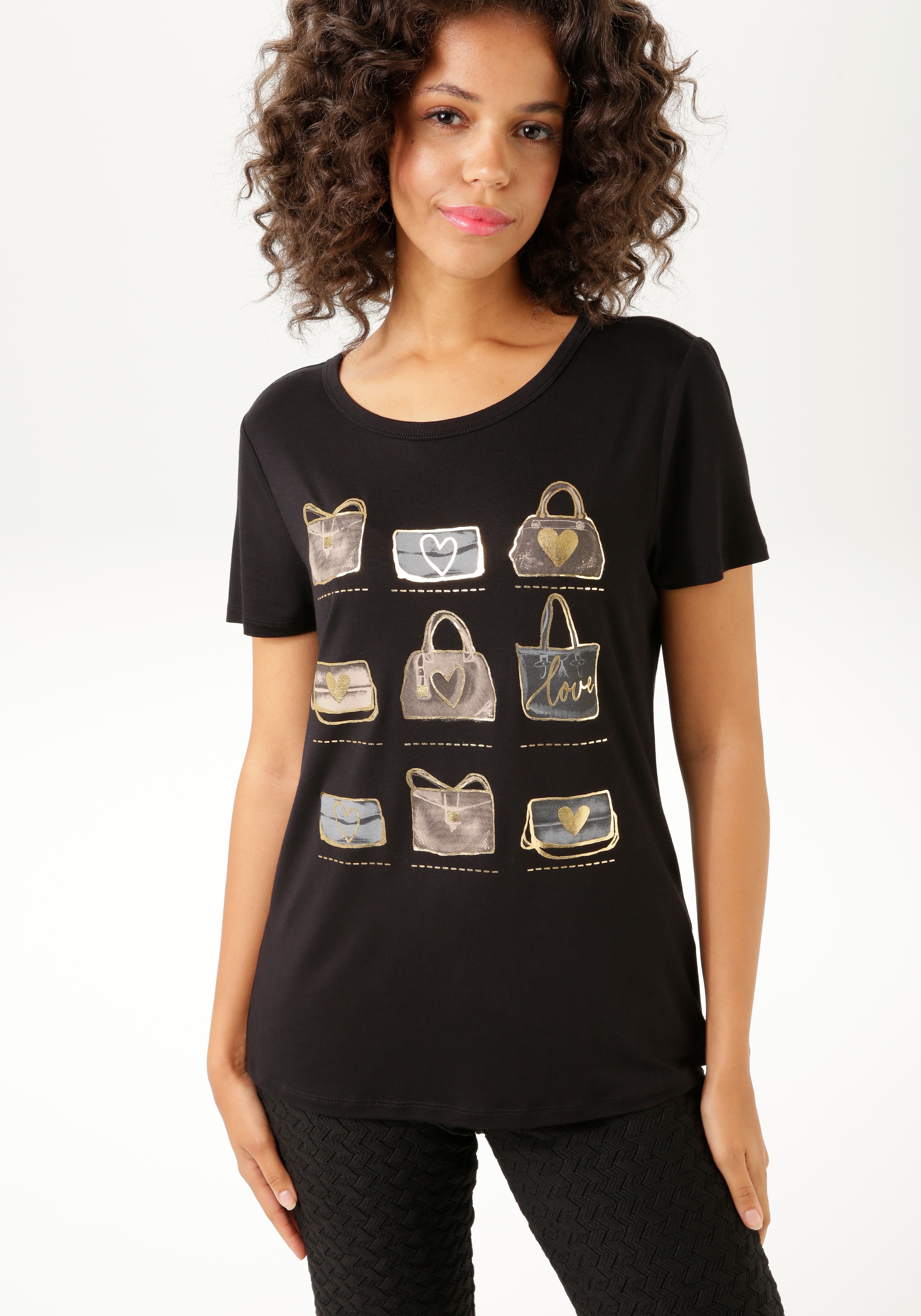 T-Shirt, Frontdruck, teilweise mit glitzerndem Folienprint - NEUE KOLLEKTION