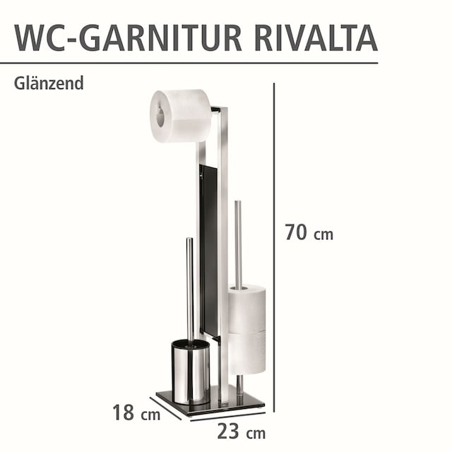Finde WENKO WC-Garnitur »Rivalta«, aus Edelstahl, integrierter  Toilettenpapierhalter und WC-Bürstenhalter auf | Toilettenbürstenhalter