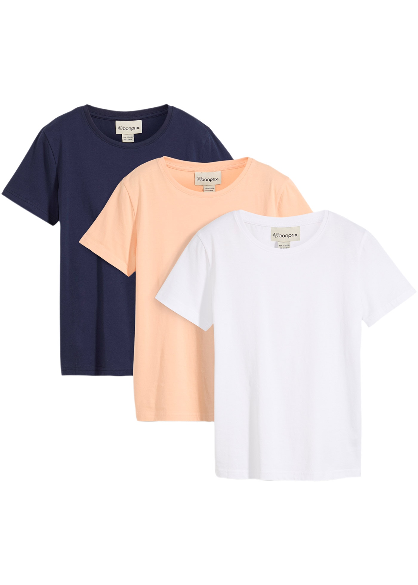 Image of bonprix T-Shirt Packung, 3 Regular Fit, Kurzarm, aus Baumwolle