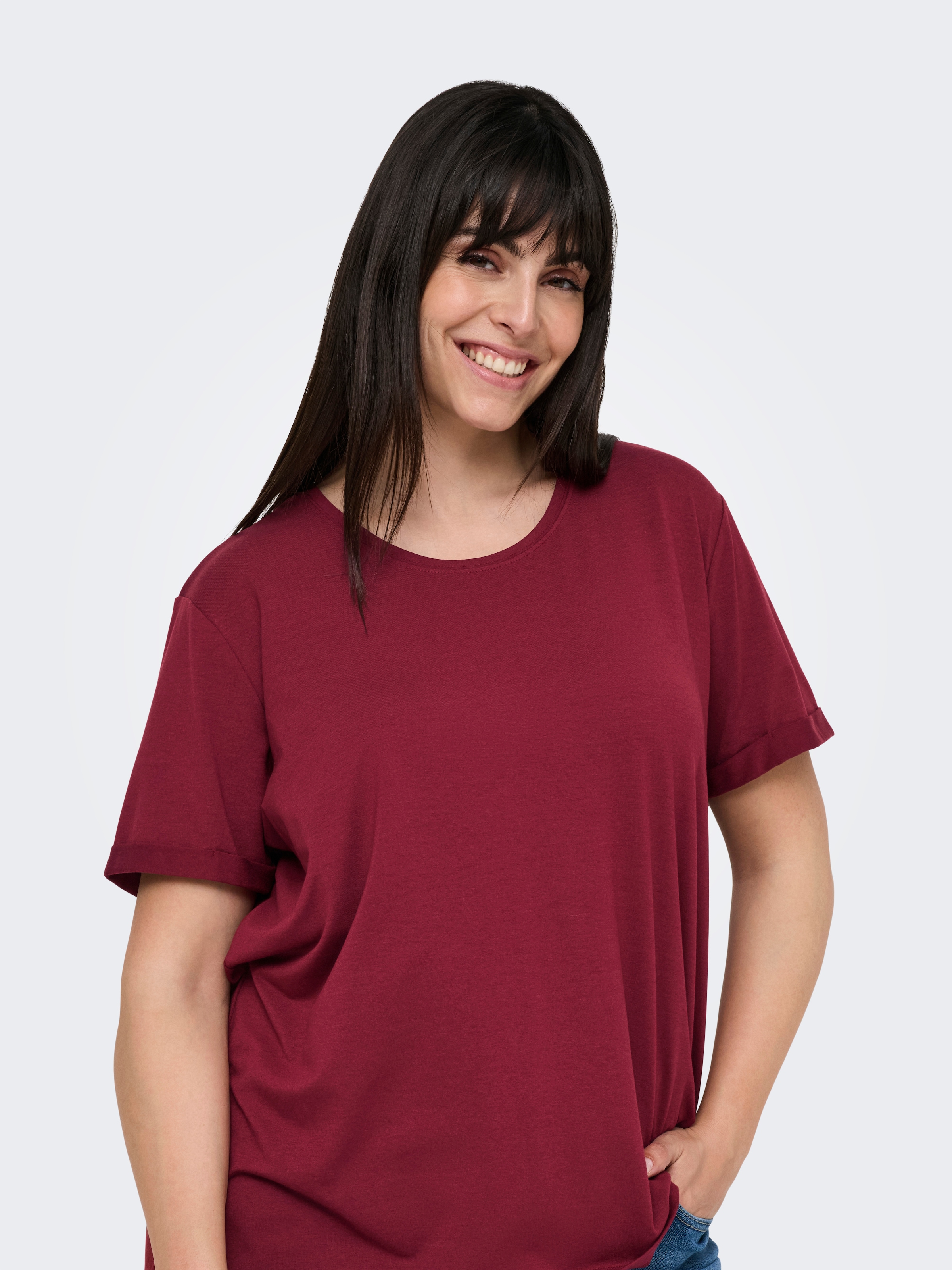 ONLY CARMAKOMA Kurzarmshirt »CARMOSTER S/S FOLD UP TOP JRS NOOS«