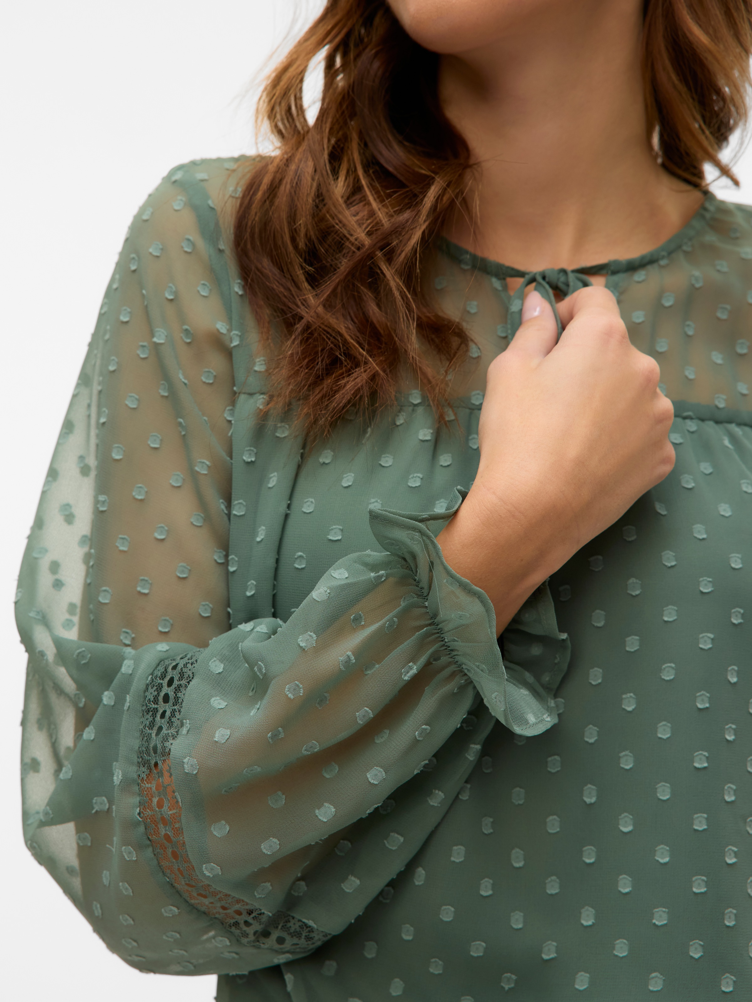 Vero Moda Langarmbluse »VMLEAH LS LACE TOP WVN GA NOOS«