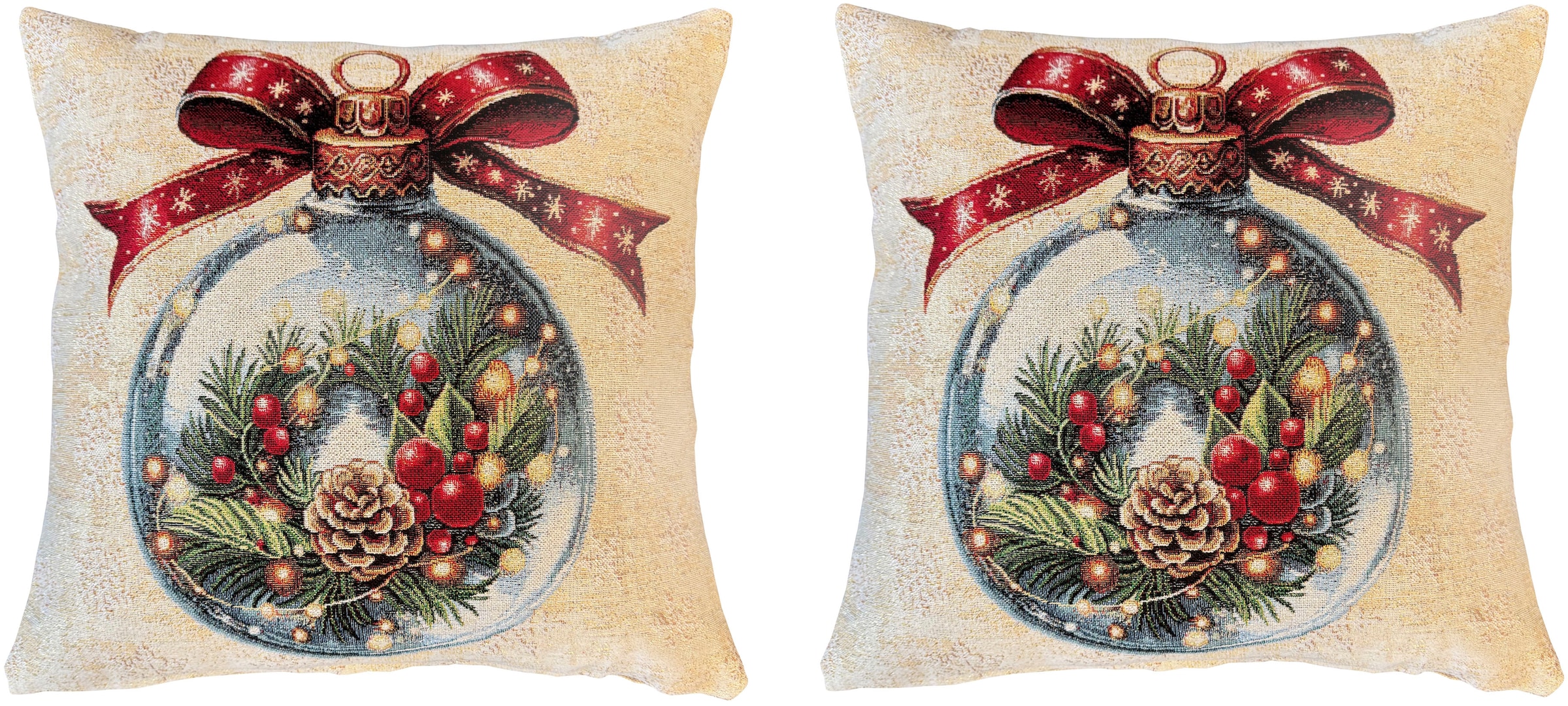 Image of HOME WOHNIDEEN Dekokissen "CHRISTMAS BALL" mit Füllung, Gobelin