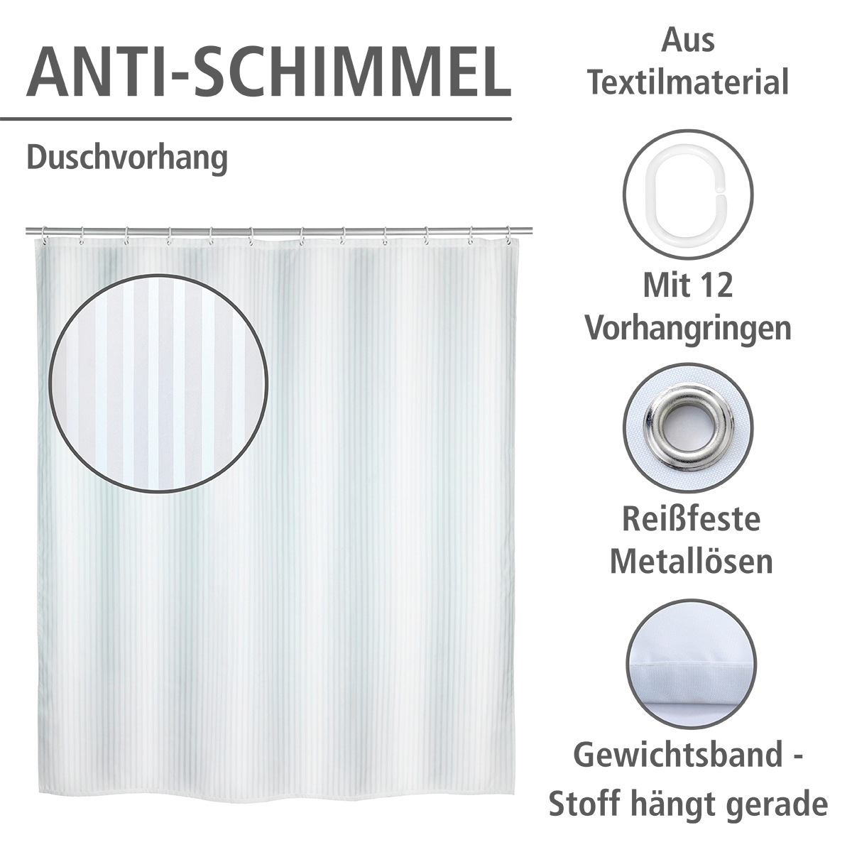 WENKO Duschvorhang »Palais«, Höhe 200 cm, Polyester, waschbar