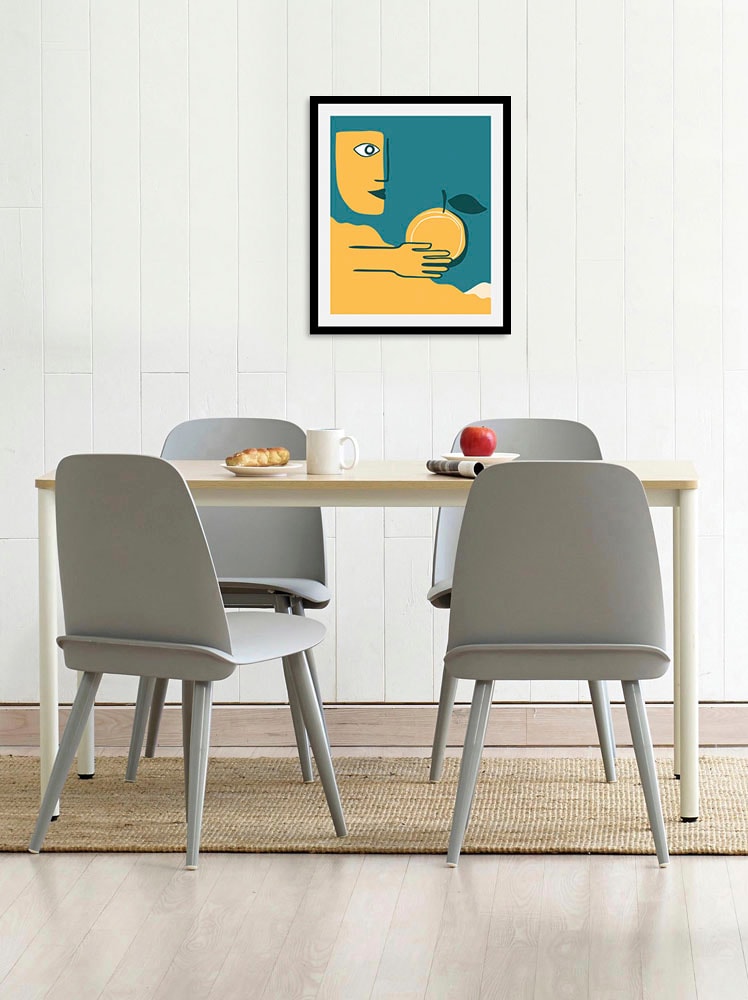 Image of queence Bild "Foxy" Abstrakt Essen Figuren Gesicht Kunst Lebensmittel Obst Obst Bilder 1 Stk. tlg. gerahmt
