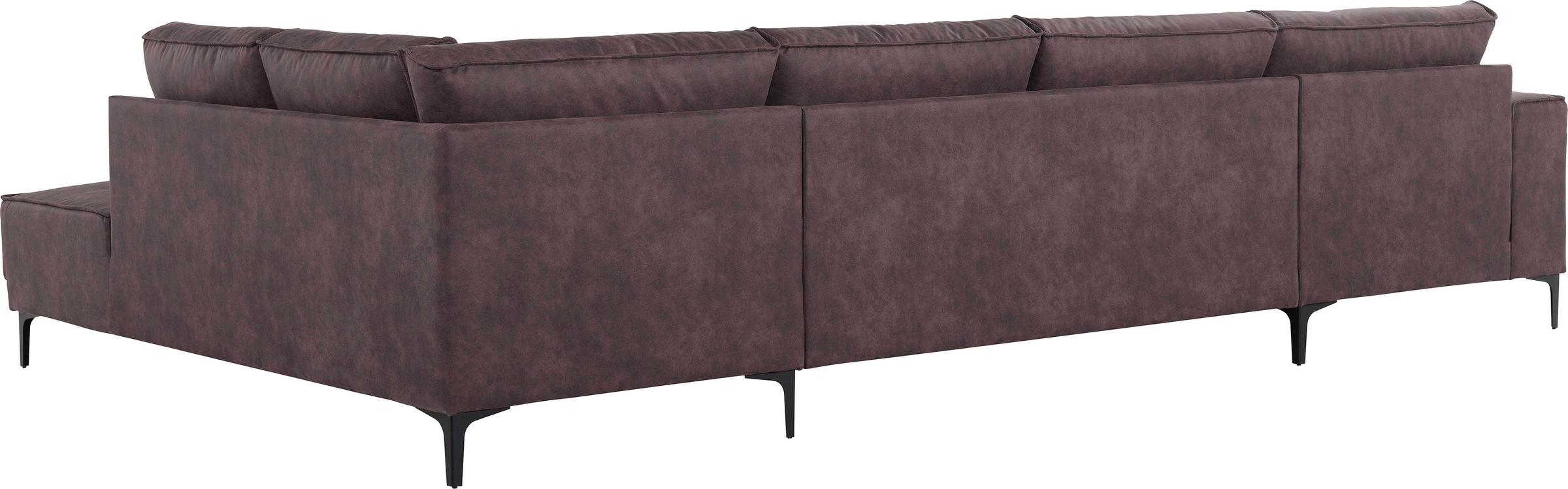 Places of Style Wohnlandschaft »XXL Sofa Oland, Struktur, Flachgewebe, Luxus-Microfaser, Boucle«, U-Form, 345 cm, Wellenunterfederung, Skandi-Design, Metallfüsse