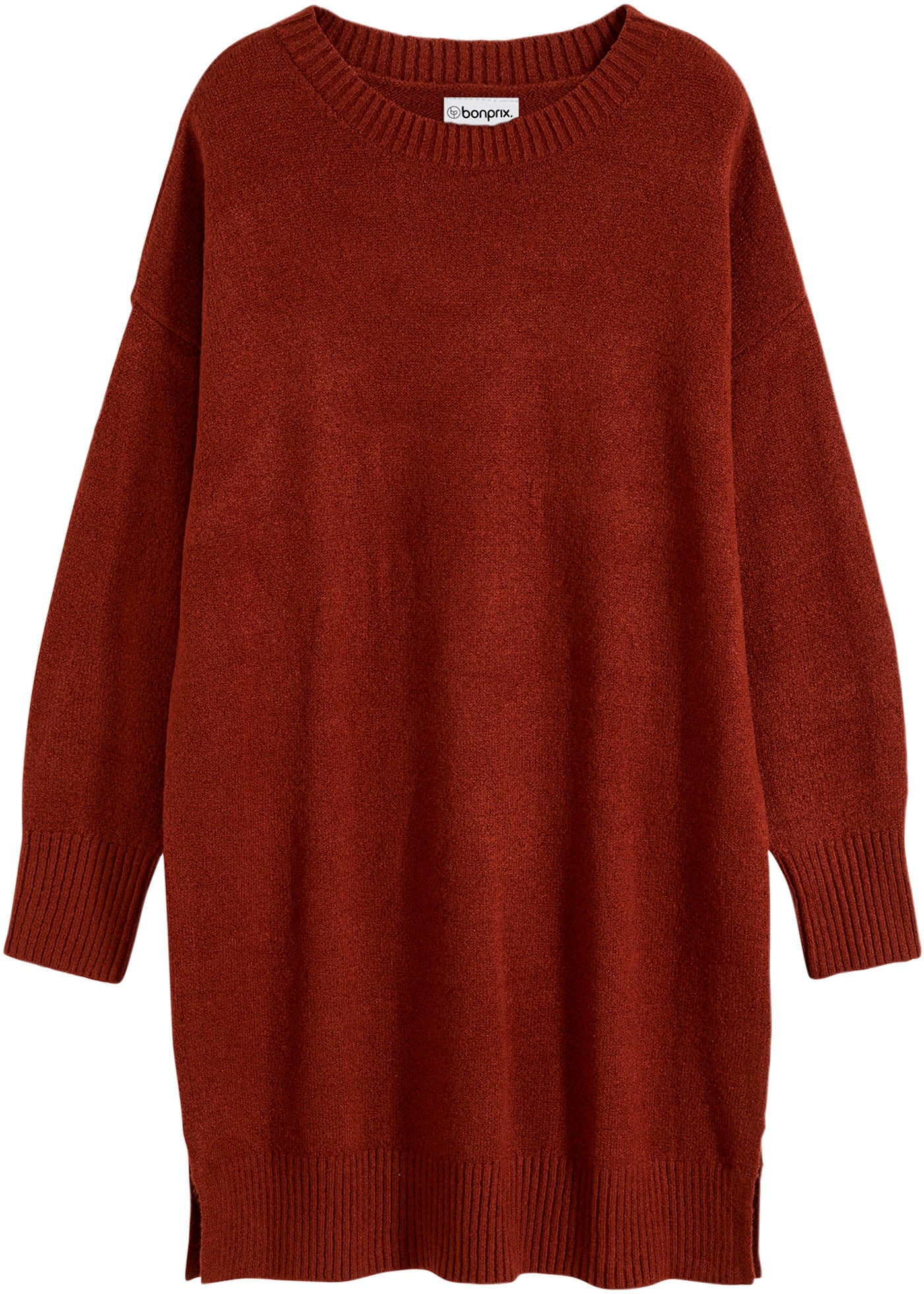 bonprix Robe en sweat »Oversize-Strickkleid« aus Materialmix, Oversize Passform, knielang, mit Seitenschlitzen