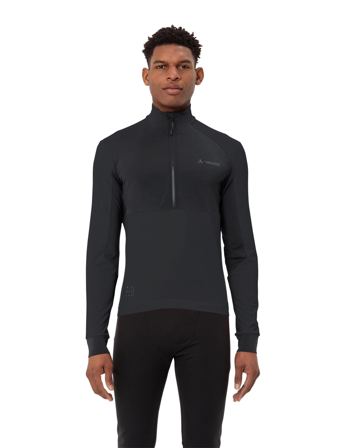 Image of VAUDE Radtrikot "MENS KURO HALFZIP LS TRICOT" für Radsport, mit zwei offenen Rückentaschen