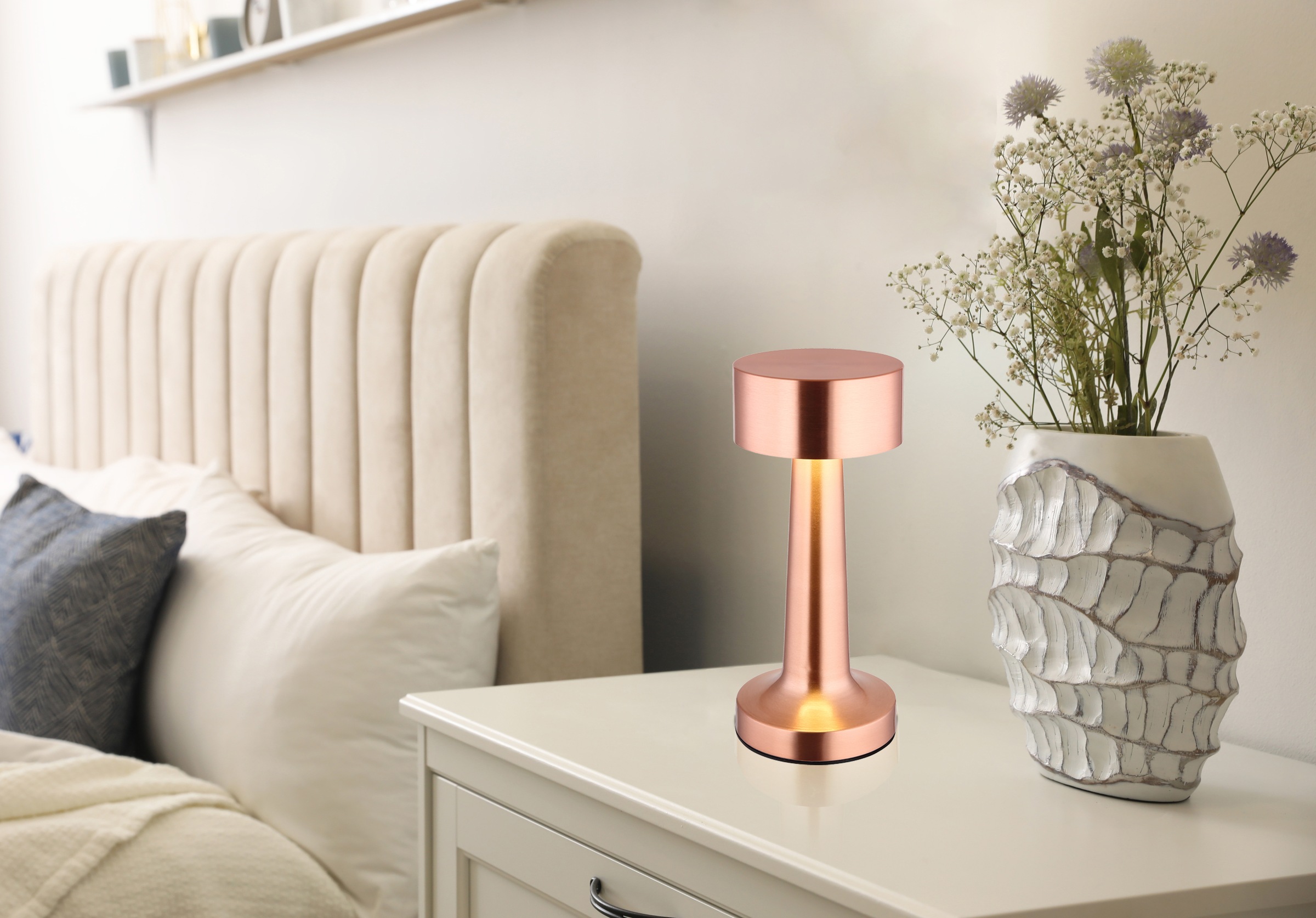 GLOBO LIGHTING Lampe de table LED »ANGELIKA - Akkutischleuchte« Module LED 1 cuis blanc chaud - blanc froid lampe de table design, batterie, moderne, lampe à batterie, CCT