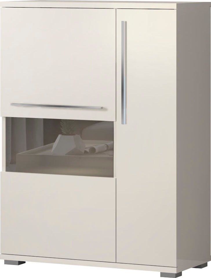Places of Style Highboard »Piano Vitrine«, (H/B/T): 123/90/40,2cm), UV lackiert, Soft-Close Funktion