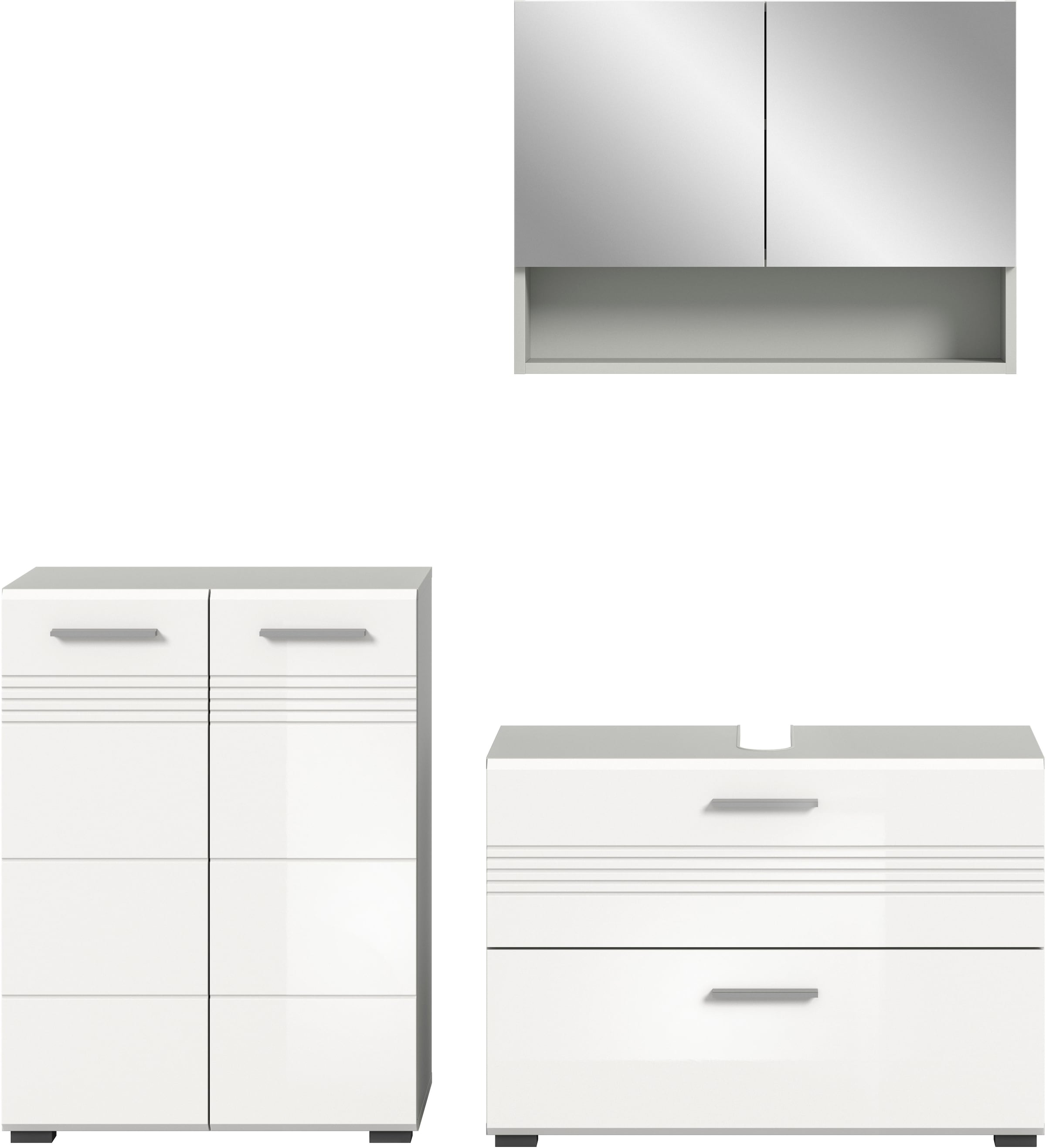 welltime Badmöbel-Set »Calicio, bestehend aus: Midischrank, Waschbeckenunterschrank,« 3 Stk. tlg.