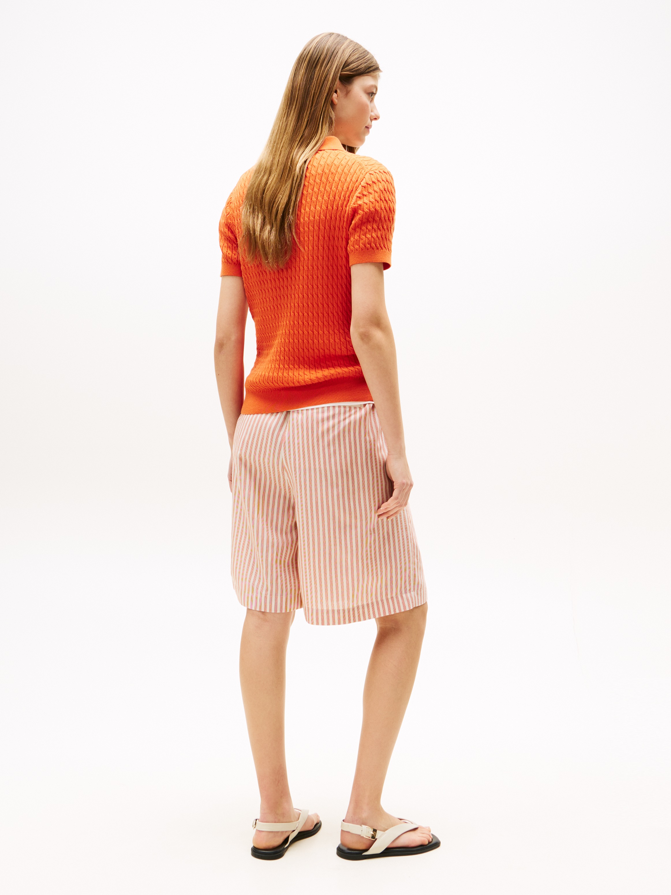 Tommy Hilfiger Poloshirt »CO CABLE POLO-NK SS SWEATER«, mit Zopfmuster