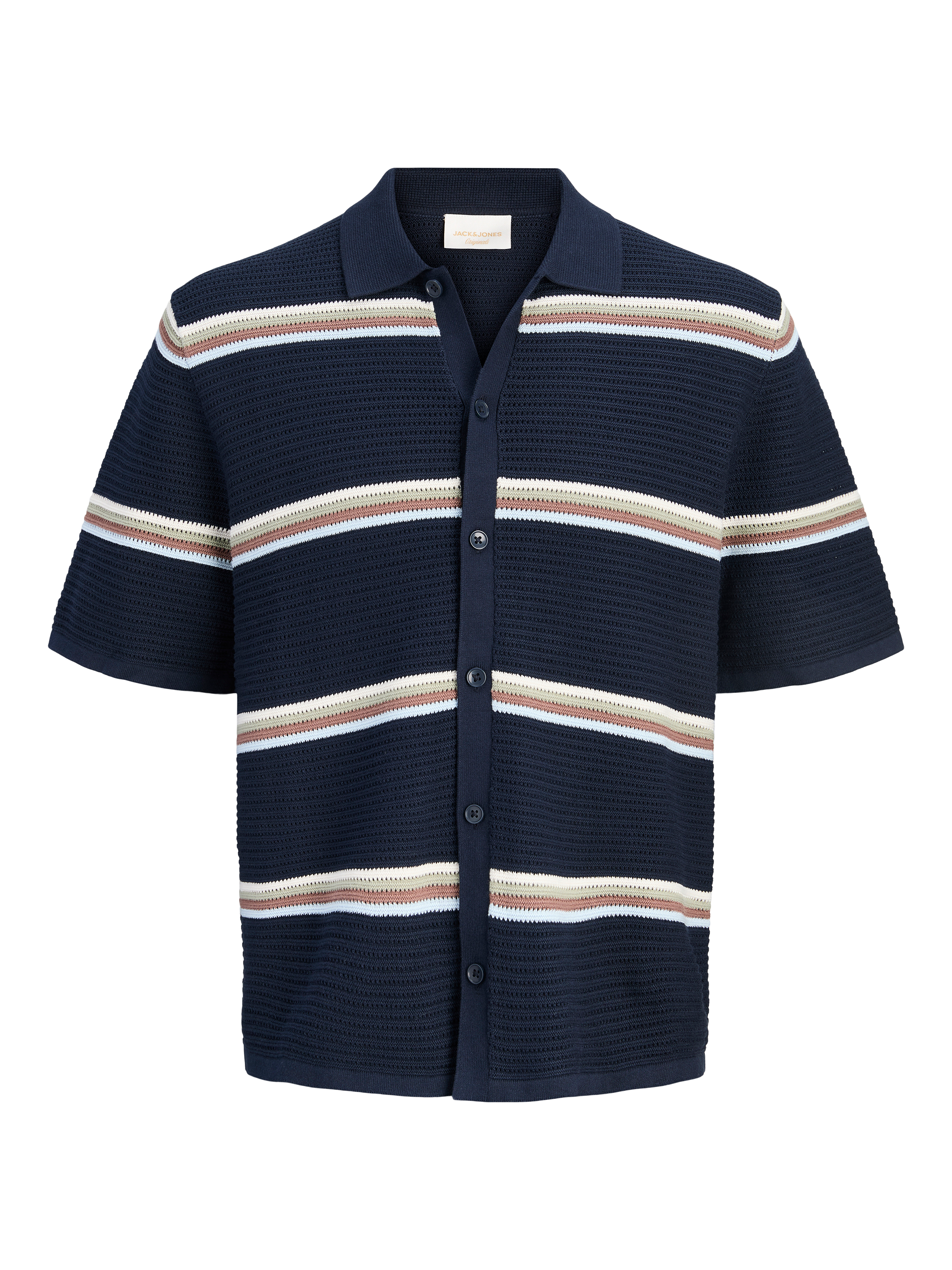 Jack & Jones Chemise à manches courtes »JORMAINE KNIT SS POLO CARDIGAN SN« tricoté, coton, coupe décontractée