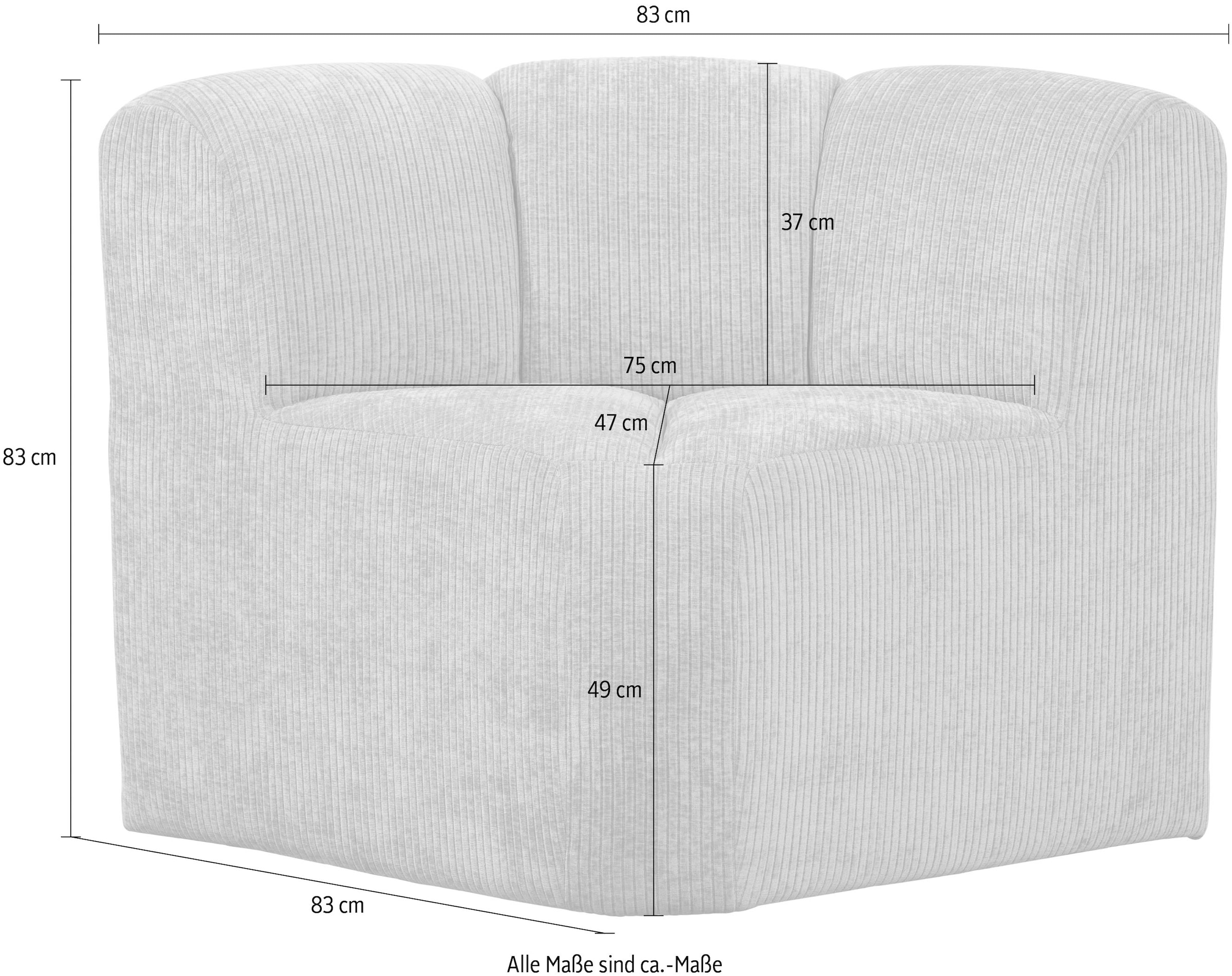 WOOOD Elément d'angle du canapé »Mojo mit Rückenlehne und Jacquard-Rippenbezug B 83 x T 83 x H 83 cm« Excellente résistance à l'usure, capacité de charge 120 kg, combinable