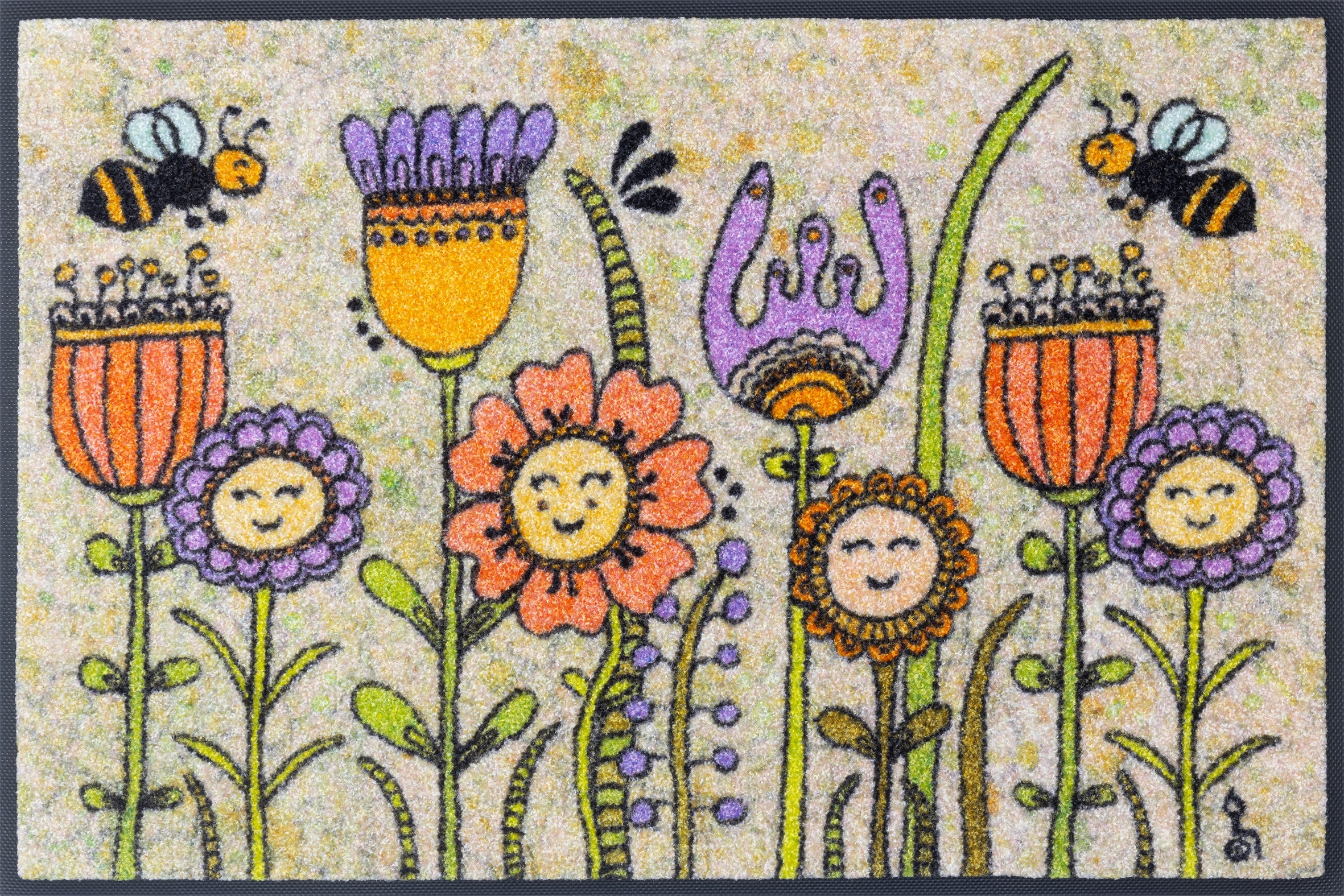 Image of wash+dry by Kleen-Tex Fussmatte "Friendly Flowers" rechteckig 7 mm Höhe