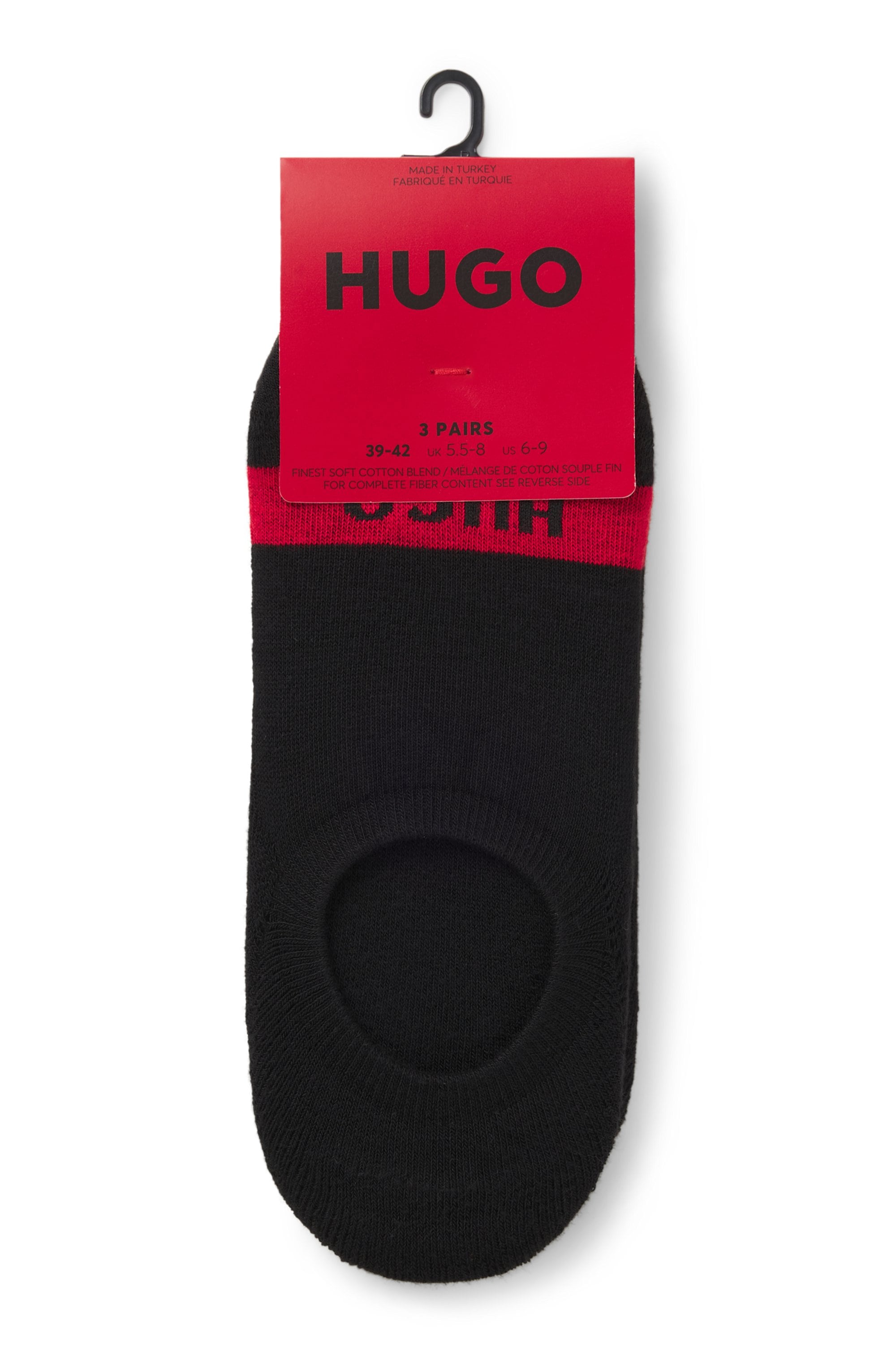 HUGO Underwear Chaussettes d'affaires »3P LC PLUSH TAPE CC« Paquet, 3er, 3 cuis tlg. mit HUGO Logostickerei auf rotem Farbstreifen