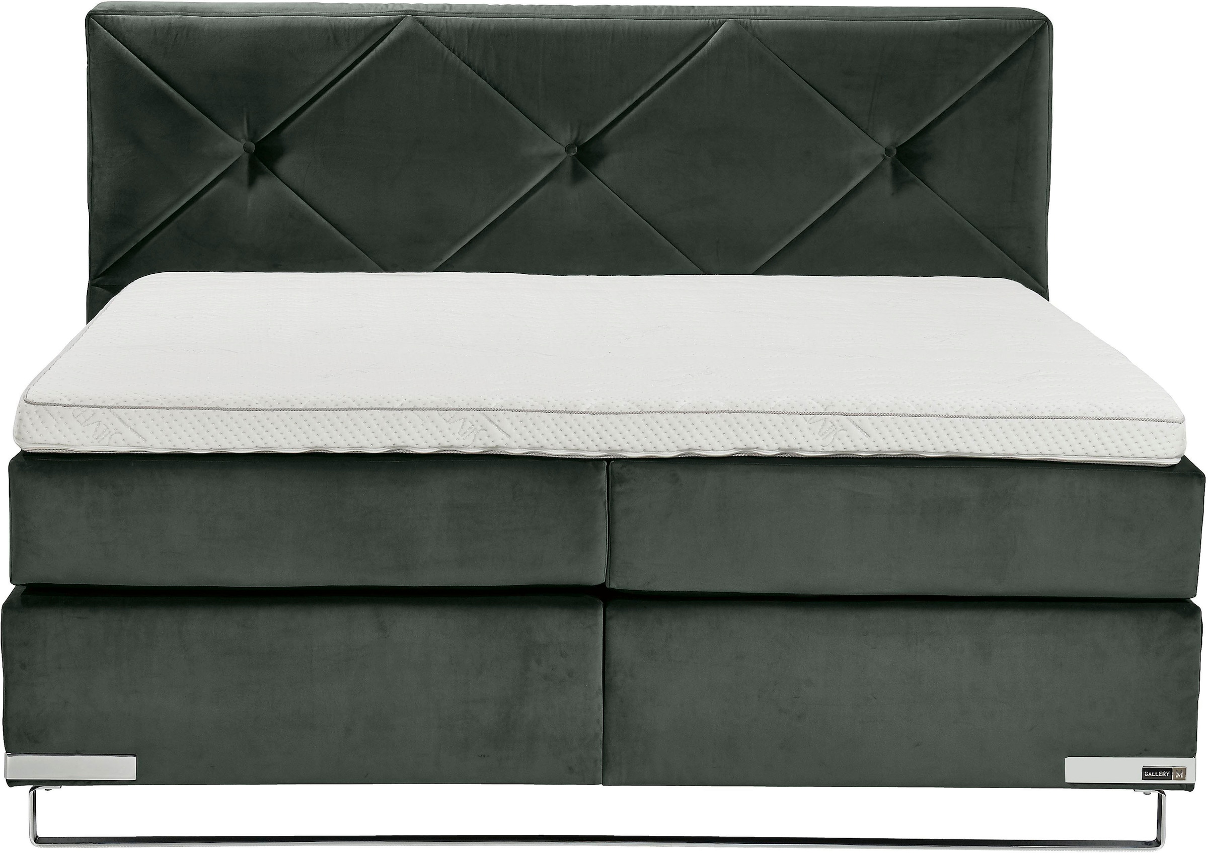 Musterring Boxspringbett »Dubai«, Kufe in Chrom, 3 Härtegrade, Kopfteil mit Knopfheftung